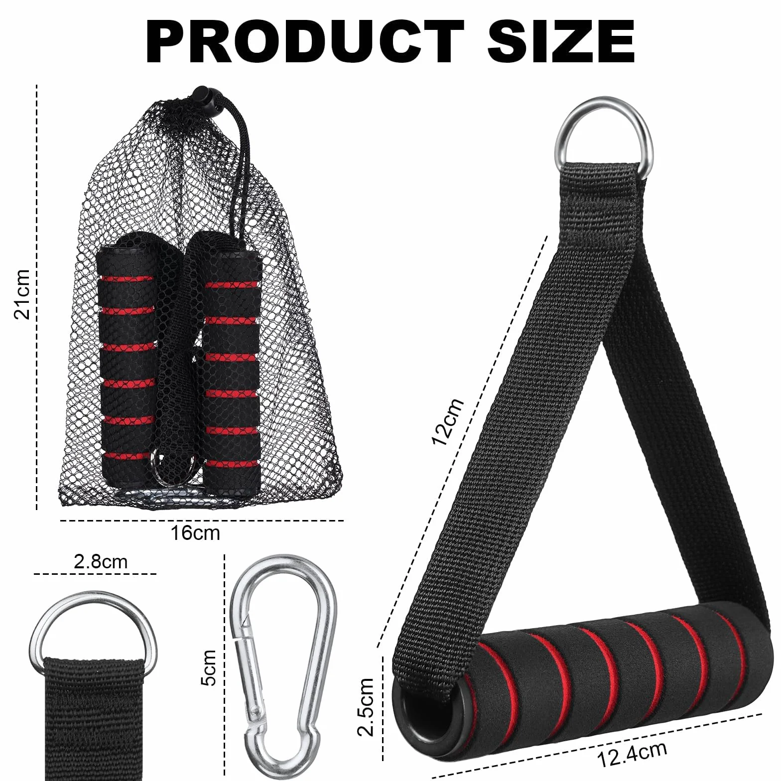 Fintronic uchwyty do taśm fitness, 2 sztuki, uchwyt jednoręczny, silikonowe uchwyty z karabińczykiem, uchwyt do taśm oporowych, akcesoria do fitnessu, wieży siłowej, cięgna, tricepsów