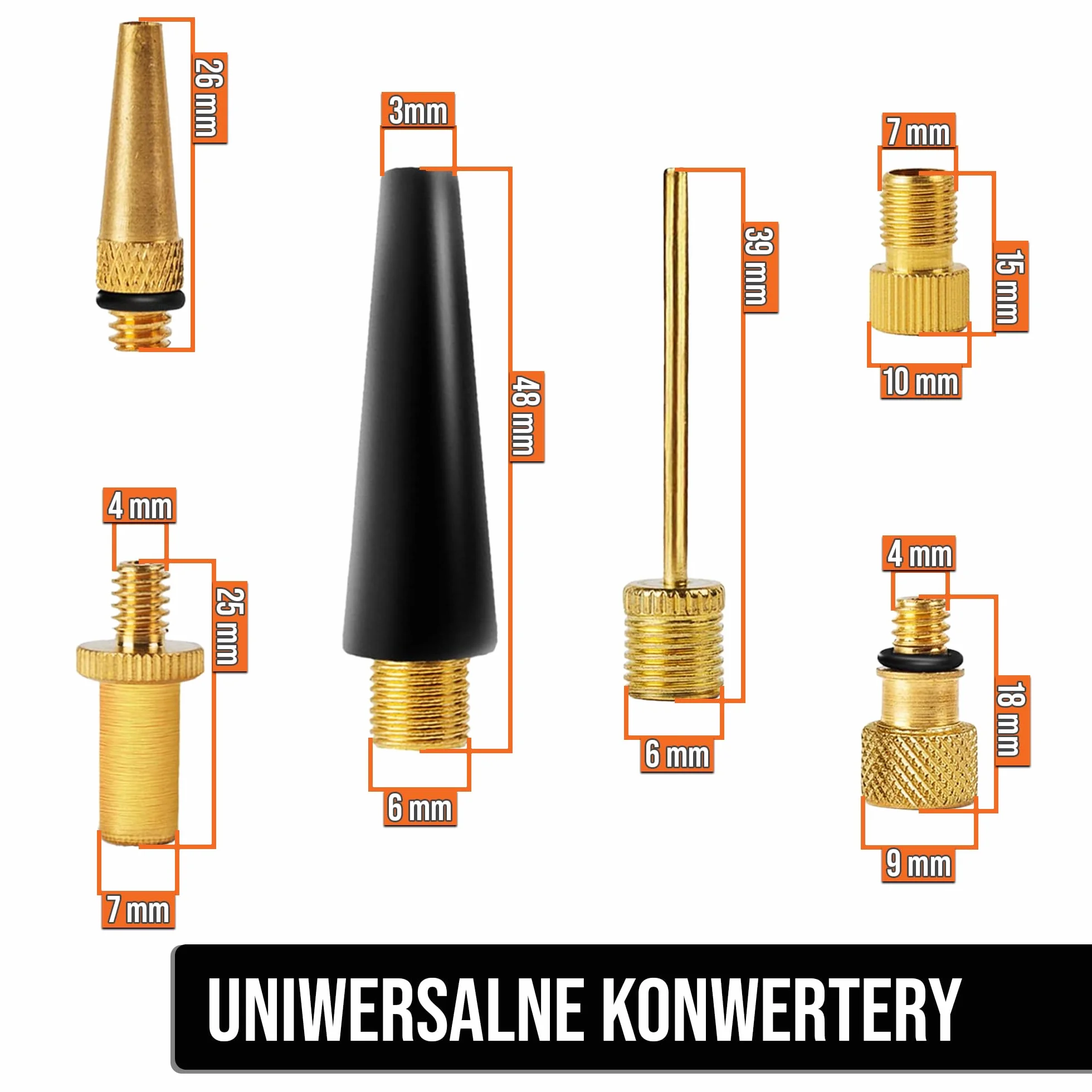 18 Sztuk Zestaw Akcesoriów Adapterów Zaworu Do Pompki - Dla Zaworu Presta, Dunlop, Schrader/Auto Do Rowerów - Igły Do Pompowania Piłek - Końcówki Do Balonów - od Mobi Lock