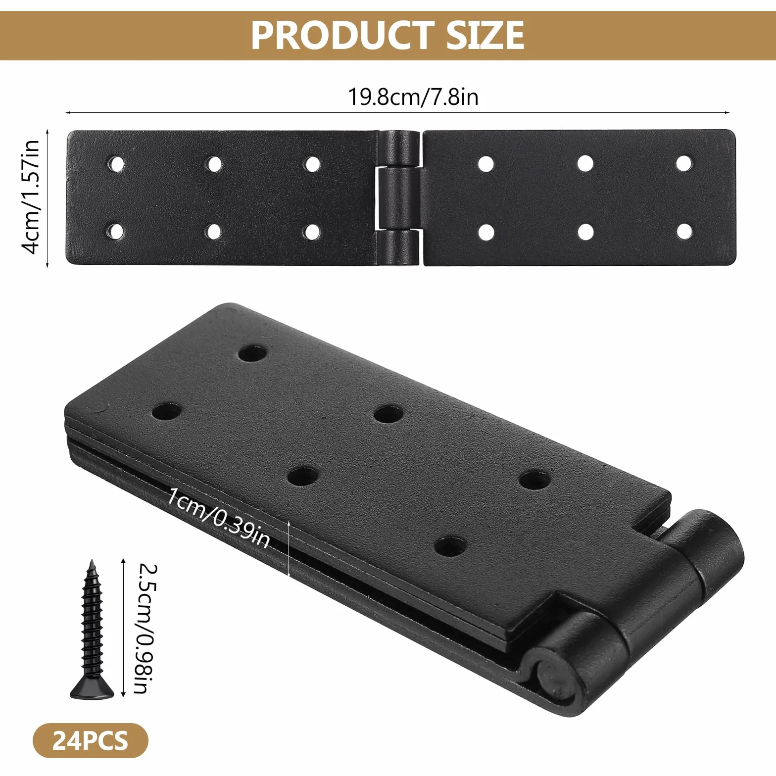 żelazne zawiasy składane 2 sztuki 198 x 40 mm 12 otworów montażowych