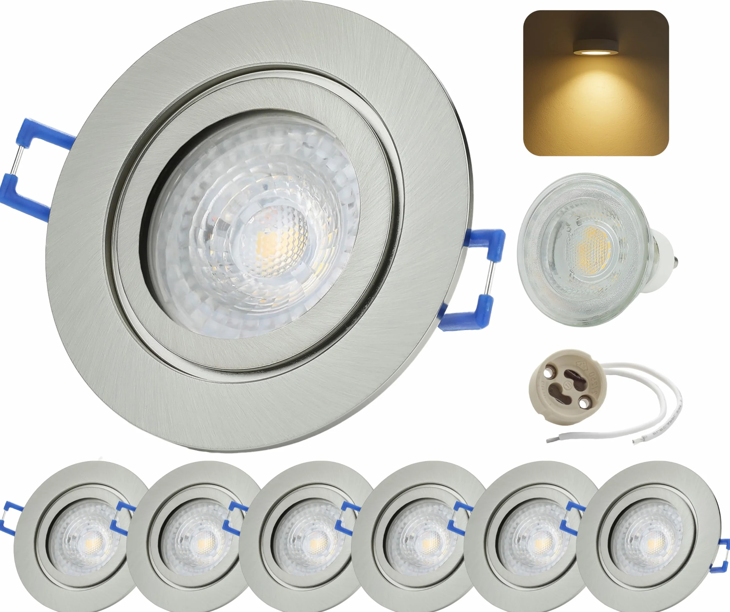 Sweet Led Reflektor łazienkowy IP44 zestaw 6 sztuk GU10 7W 230V 3000K ciepła biel chromowany szczotkowany