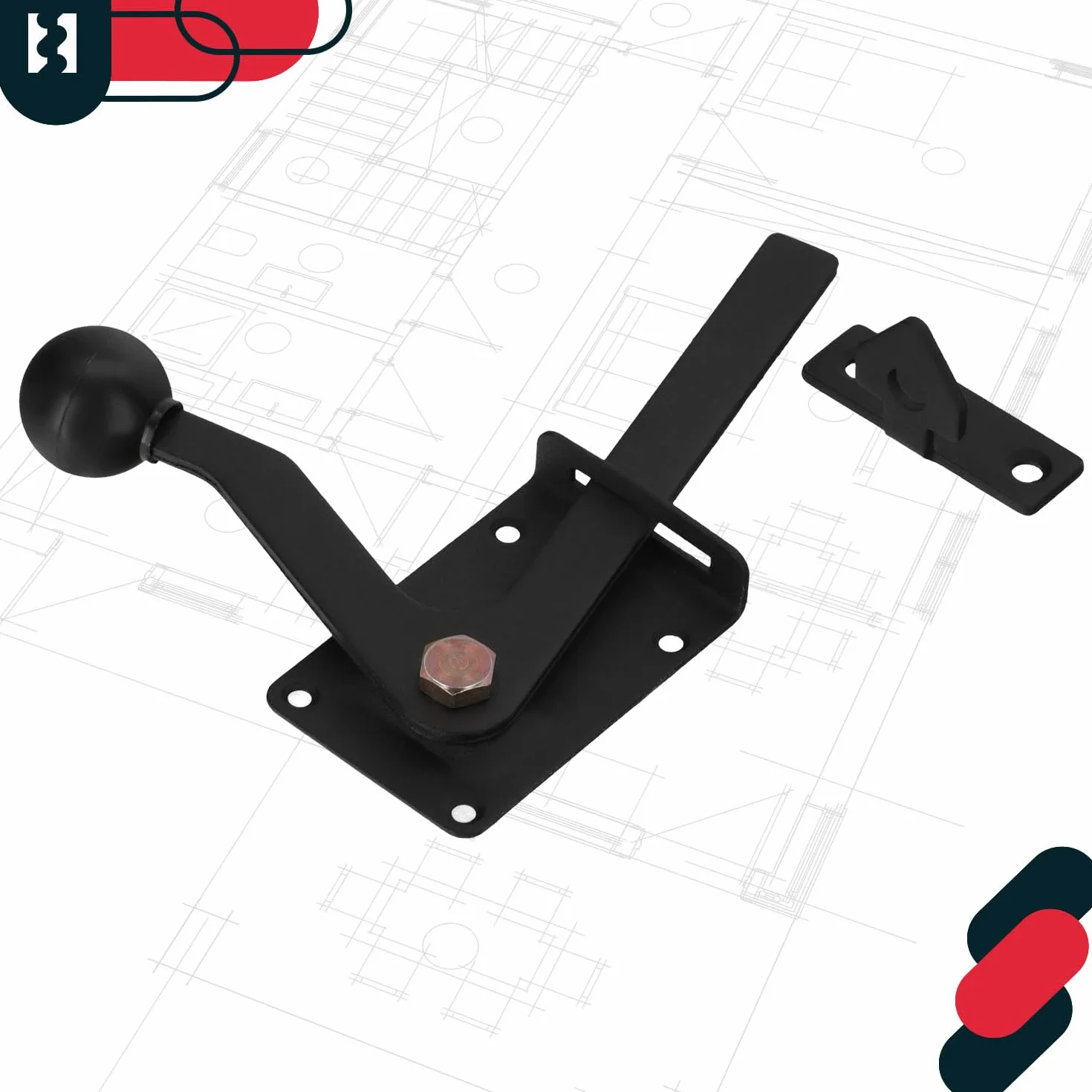 KOTARBAU Zapadka Furtki Zamknięcie Blokada 150 MM Czarna