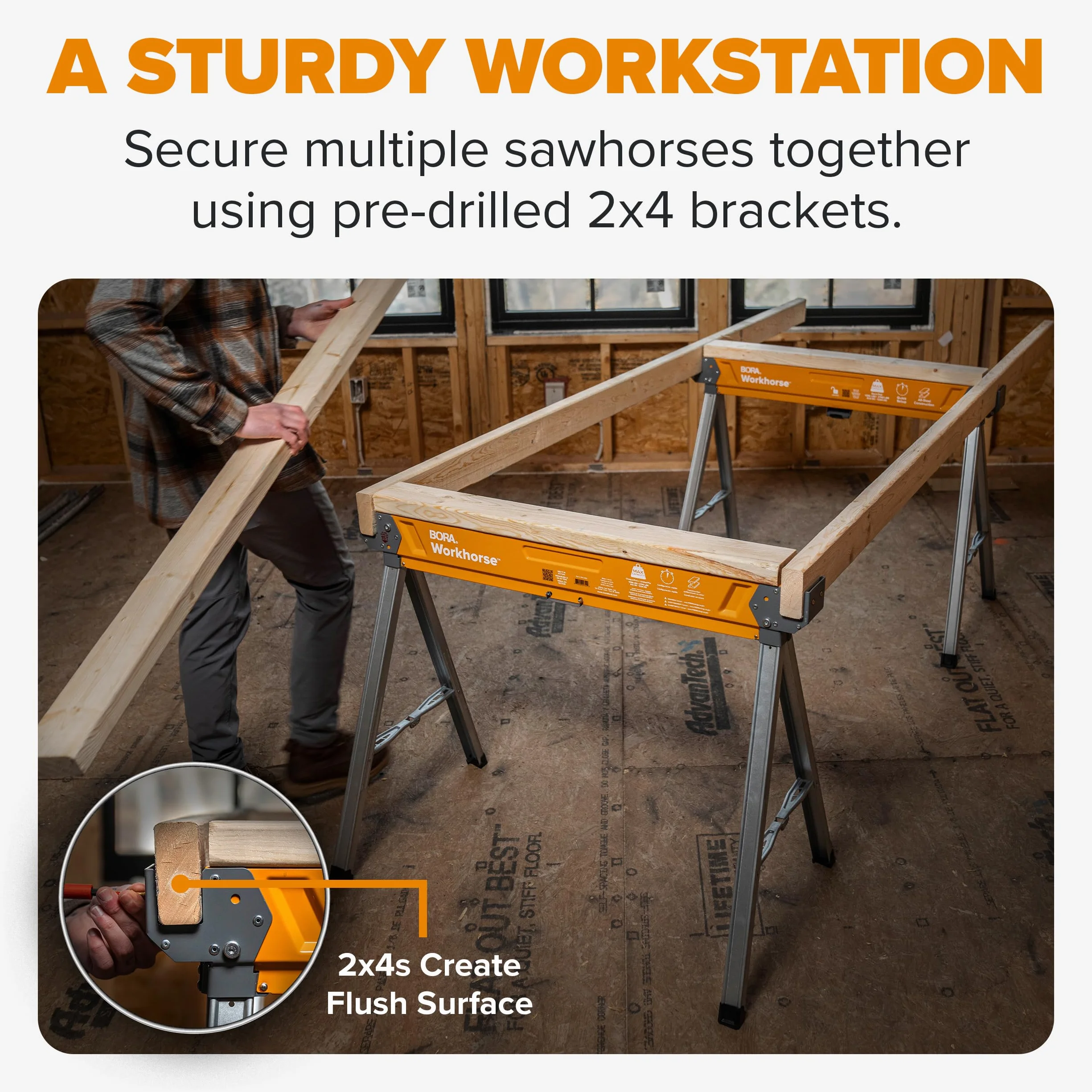 BORA PM-3350T 2-pak składanych ciężkich nóg metalowa piła koń z uchwytem 2 x 4