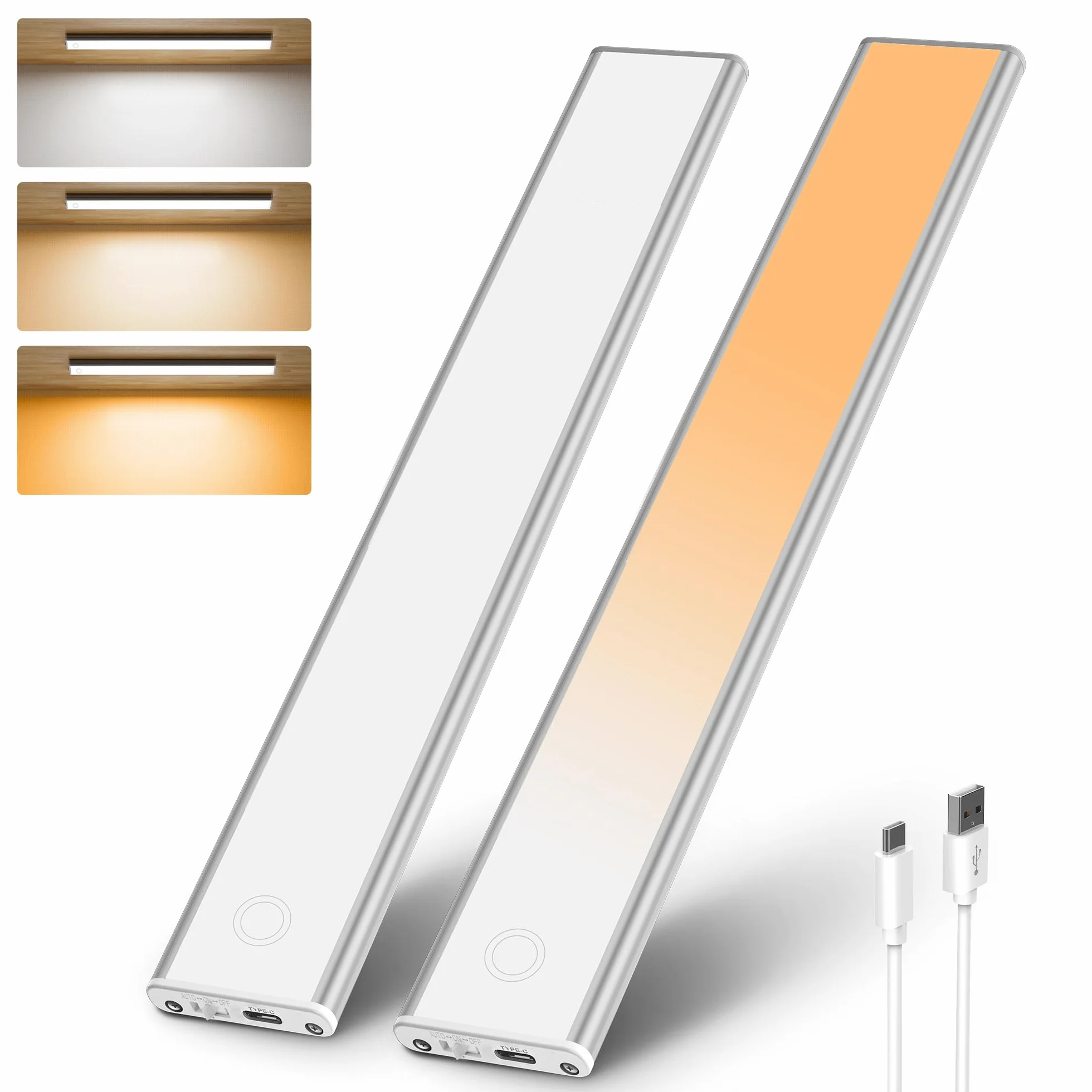Mexllex Lampa podszafkowa LED 138 diod 1500 mAh 30 cm czujnik ruchu 2 sztuki