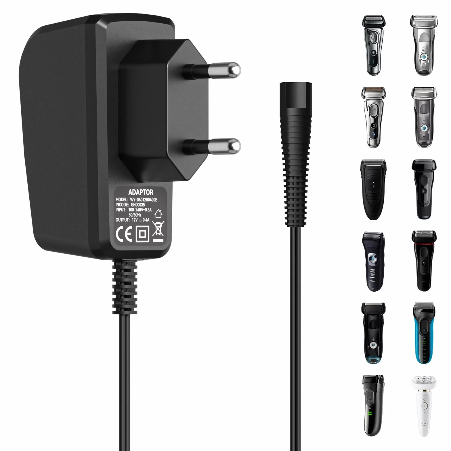 12V0.4A Braun Series 5 8 7 6 9 3 1 ładowarka Silk epil 5 7 9 adapter sieciowy typ 5544 5542 492 Braun S3 S6 S7 S8 S5 S9 S1 Golarka elektryczna Ricary Zasilacz