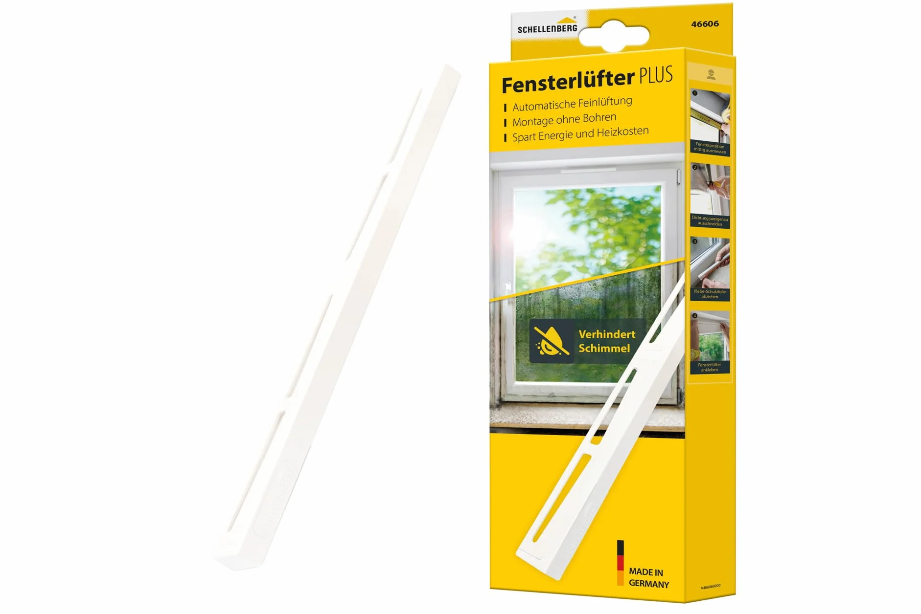 Schellenberg Wentylator okienny PLUS biały montaż bez wiercenia 44606