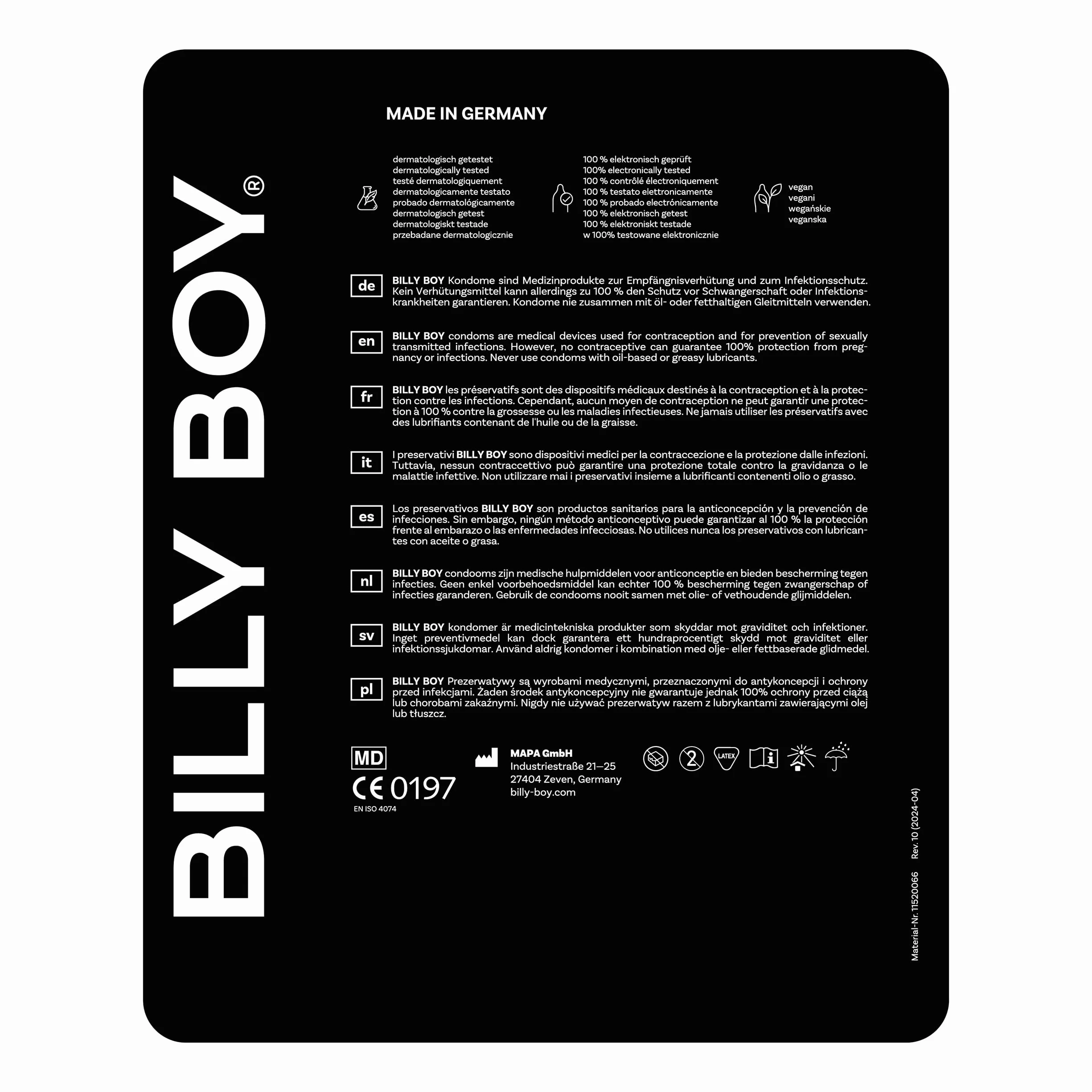 Prezerwatywy BILLY BOY Länger Lieben 100 szt., 52 mm – prezerwatywy zapewniające dłuższe i bardziej intensywne doznania (1 נ100 szt.)