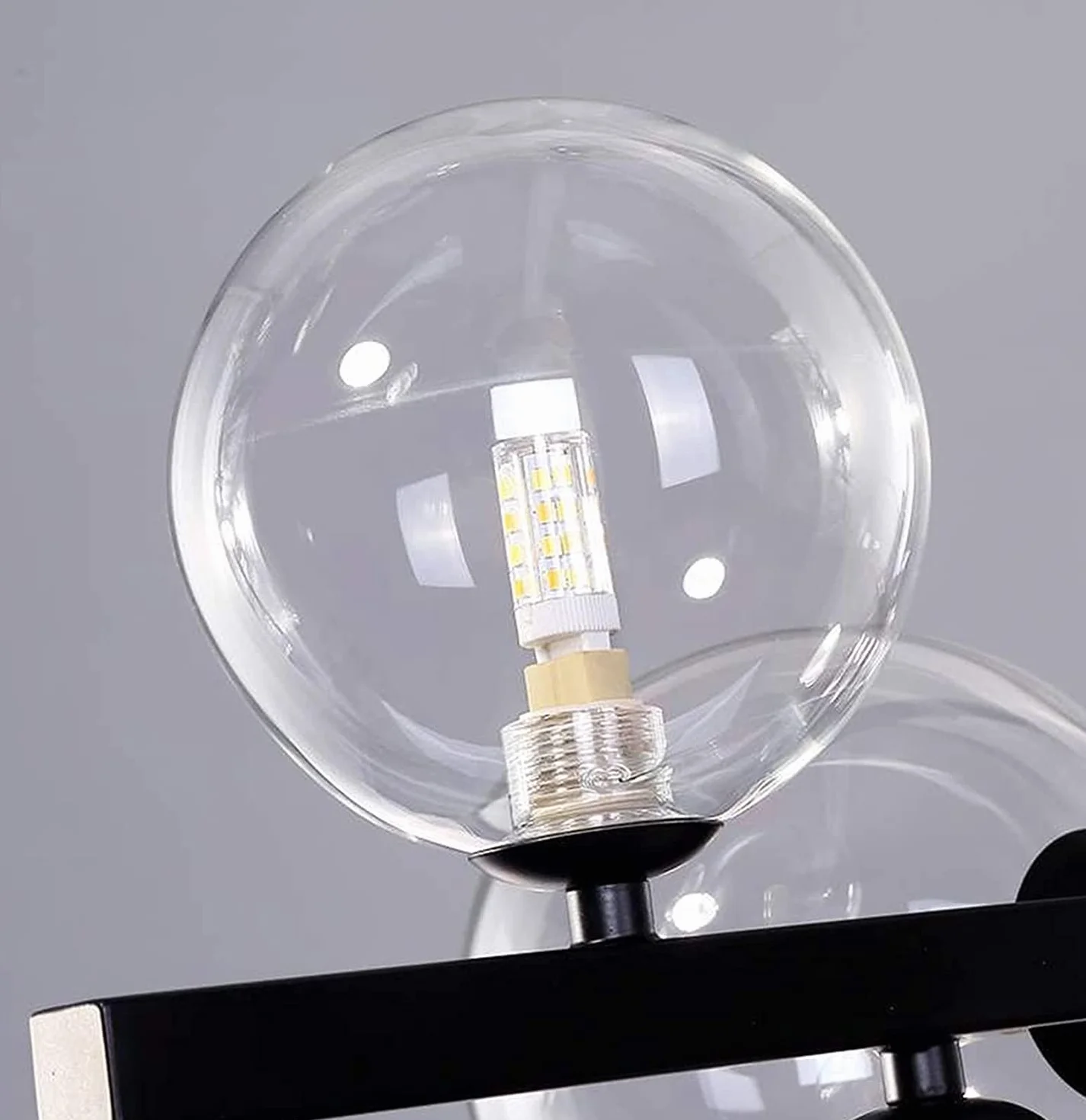 Wielogłowicowa szklana kula Drop Light LED czarny żyrandol do salonu G4 oświetlenie wewnętrzne