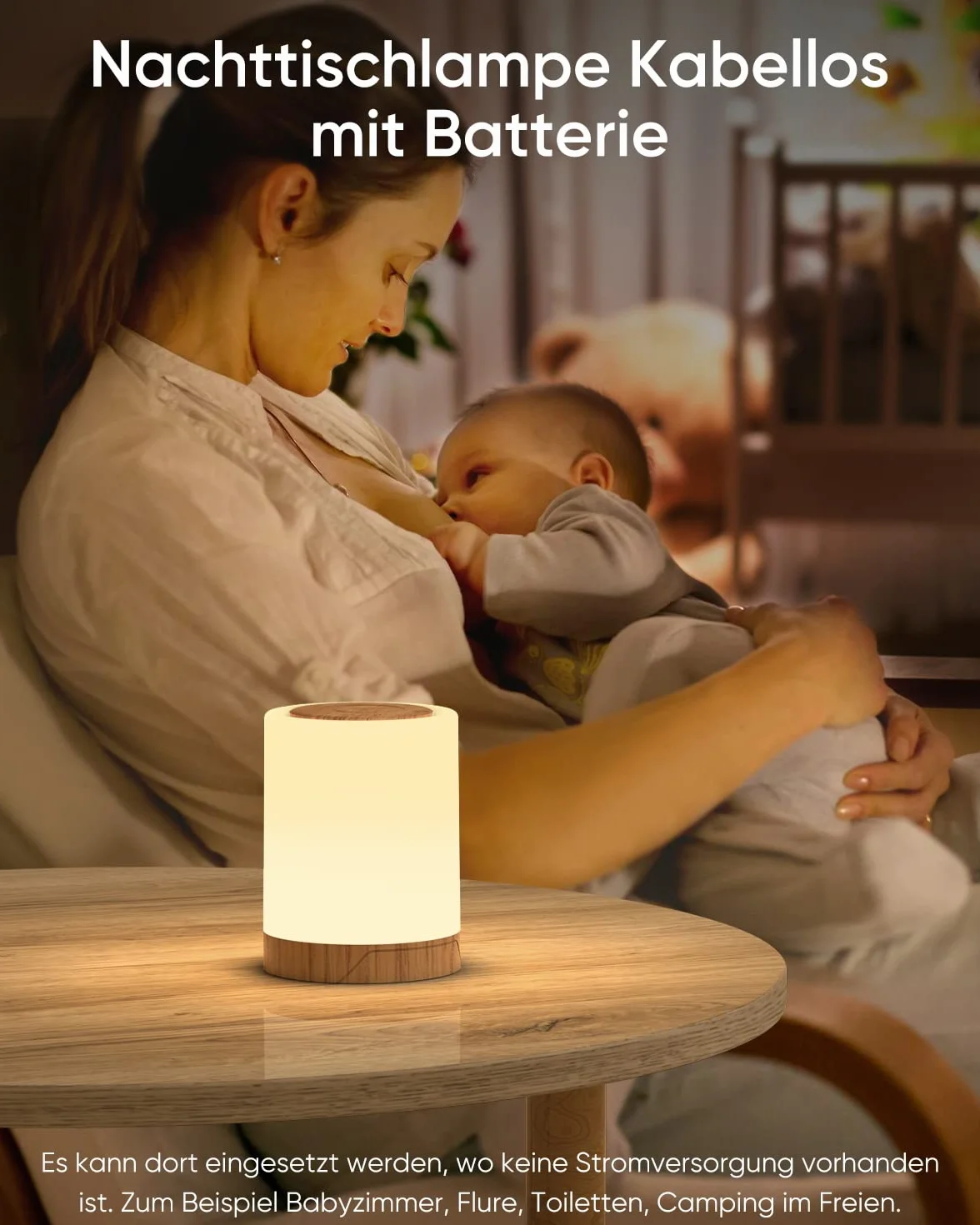 Bezprzewodowa lampka nocna LED dotykowa ściemniana 10 kolorów z timerem dla dzieci