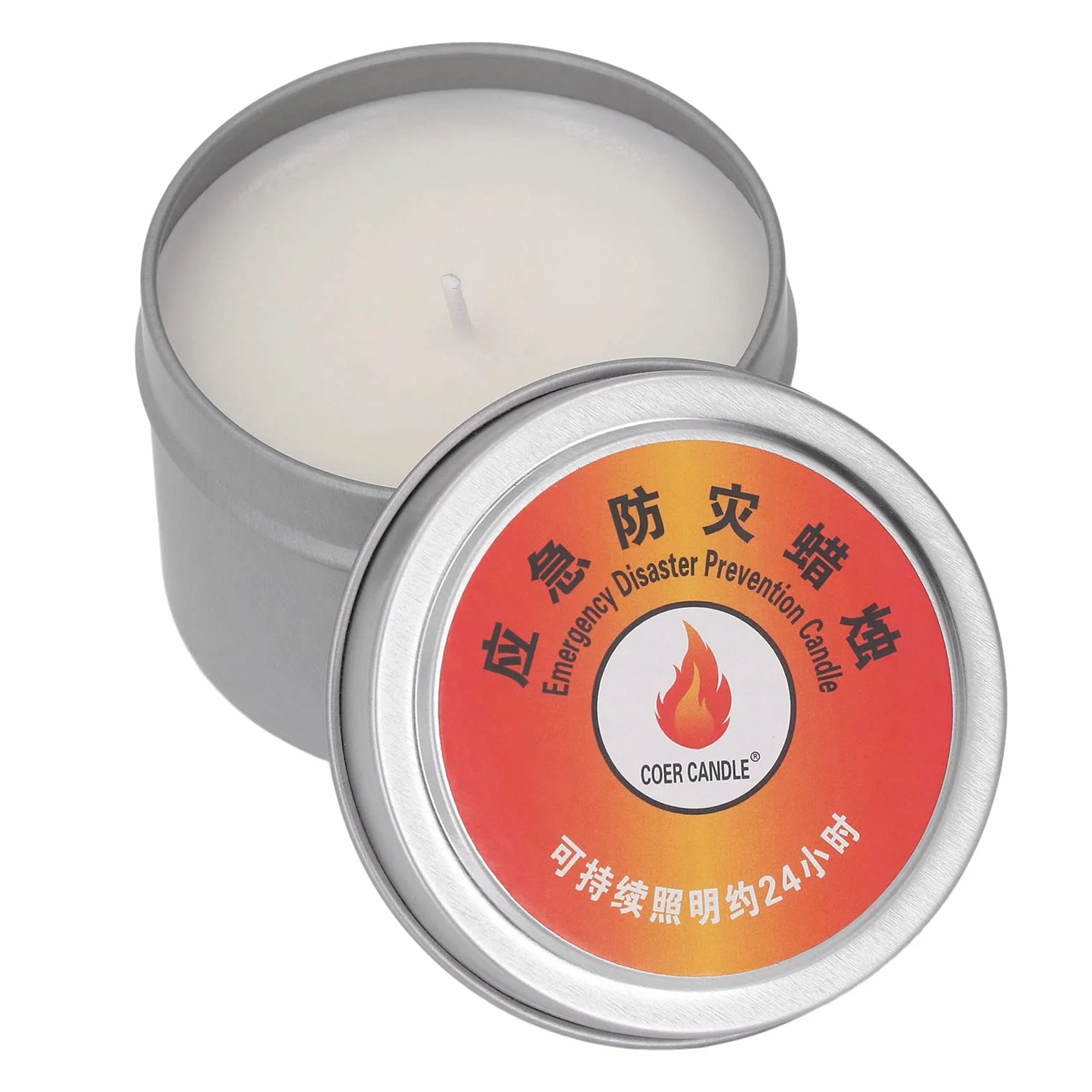 Survival Candle - 24 Godziny Długo Płonąca świeca Awaryjna, Wodoodporna Bezdymna Długo Palić świece dla Przerw w Dostawie Prądu, Natychmiastowe świece Awaryjne dla Outdoor, Camping,(Srebro)