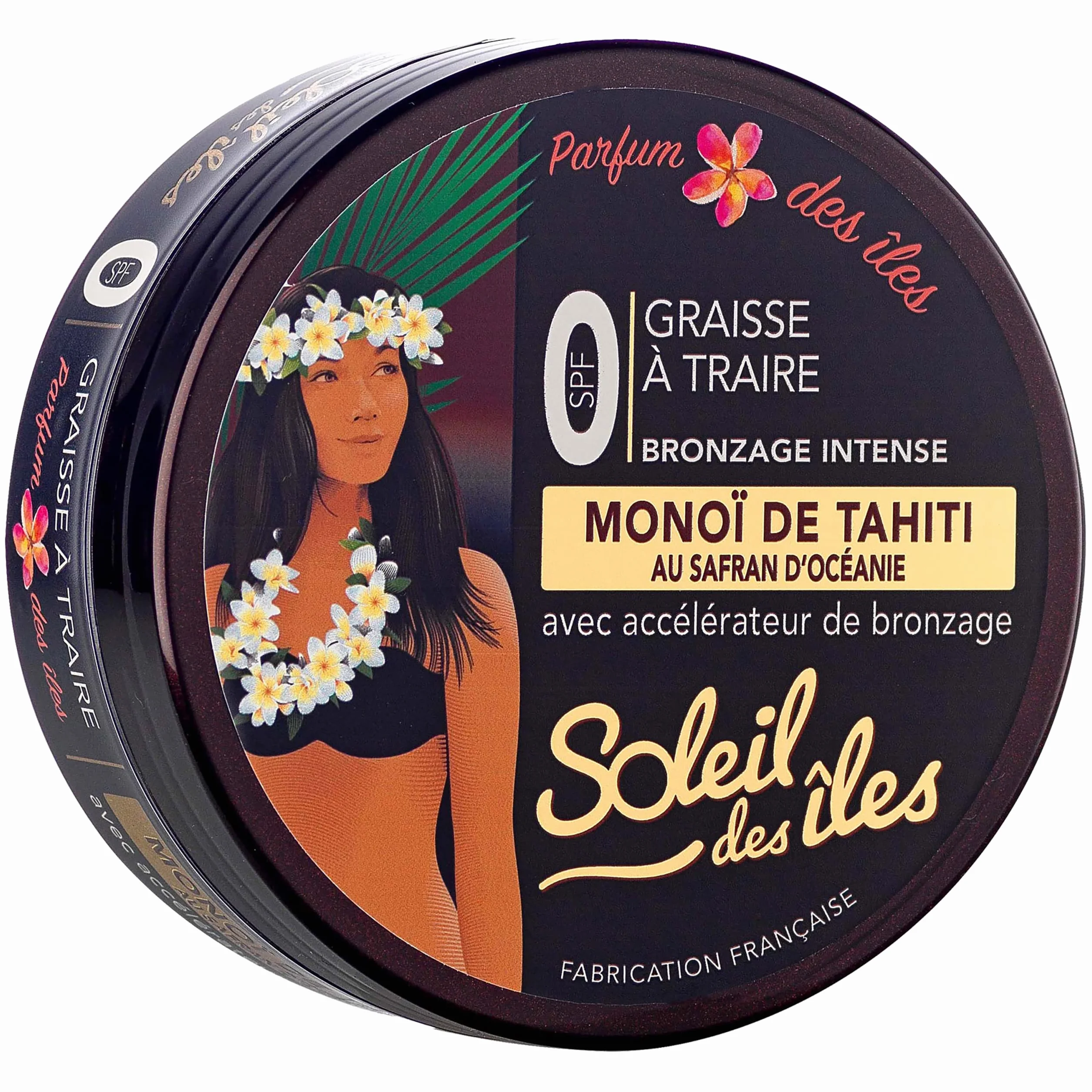 Soleil des Iles | Smar do doju Monoi de Tahiti + Rea, akcelerator opalania, wodoodporny, perfumy wysp, wyprodukowano we Francji