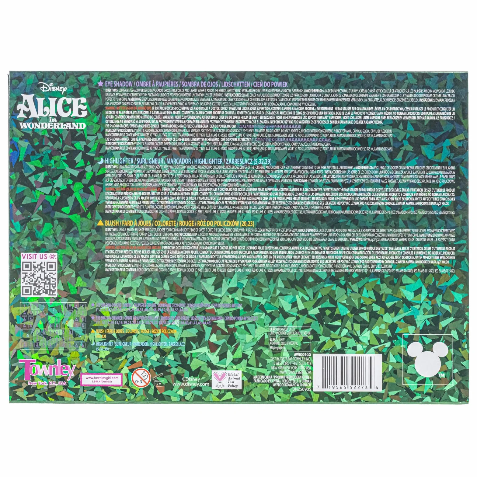 Alice in Wonderland Paleta Cieni 55 Kolorów z Lustrem