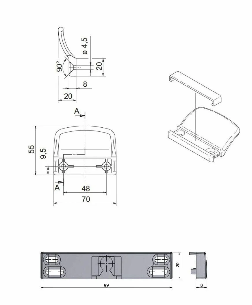 Metalowy zatrzask do drzwi balkonowych uniwersalny uchwyt tarasowy do drewna PCW aluminium