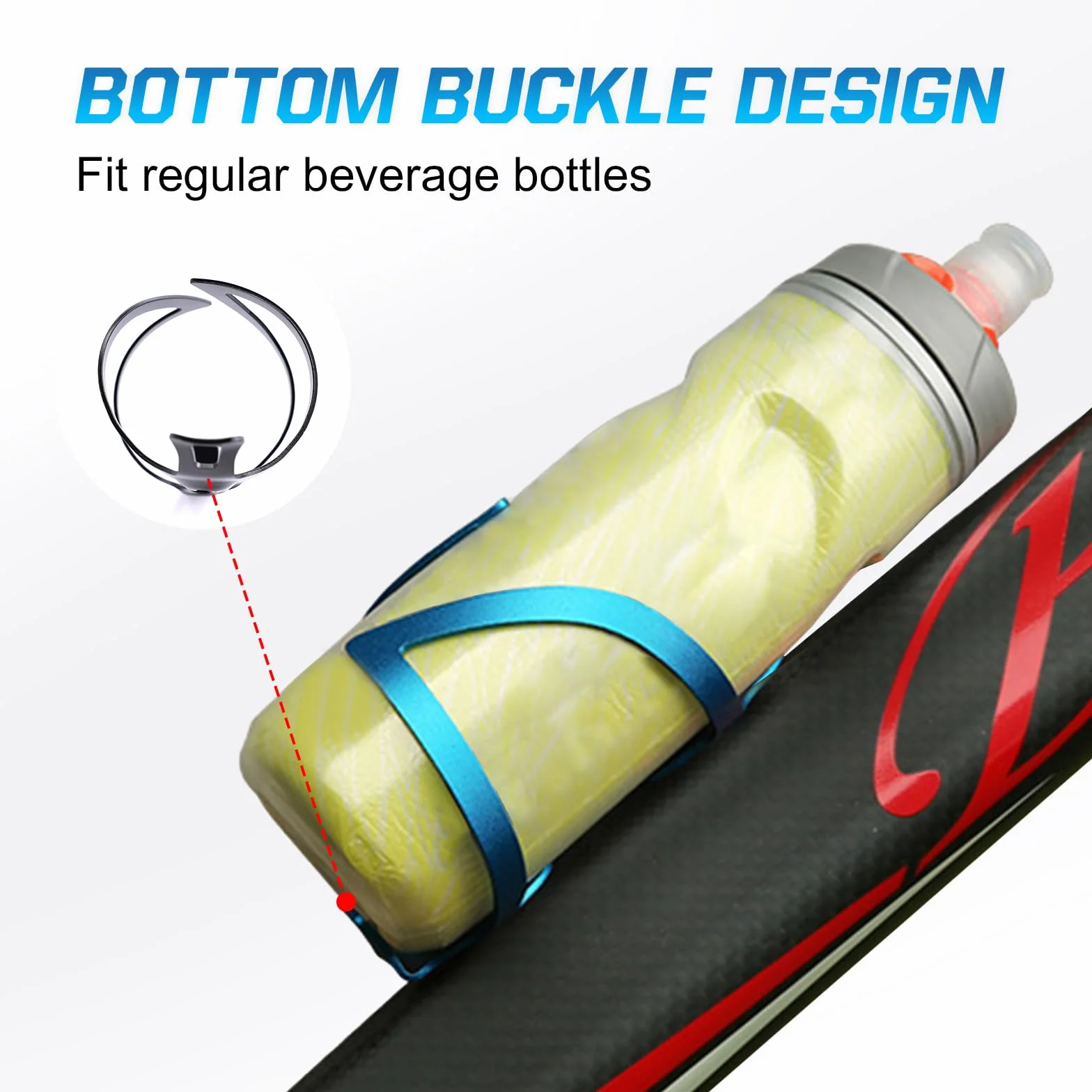 aiGear Uchwyt na bidon rowerowy / koszyk na bidon | 2 sztuki, stop aluminium, lekki i trwały, pasuje do butelki o średnicy 7,4-8,9 cm, do roweru szosowego (BCH-02BL), niebieski