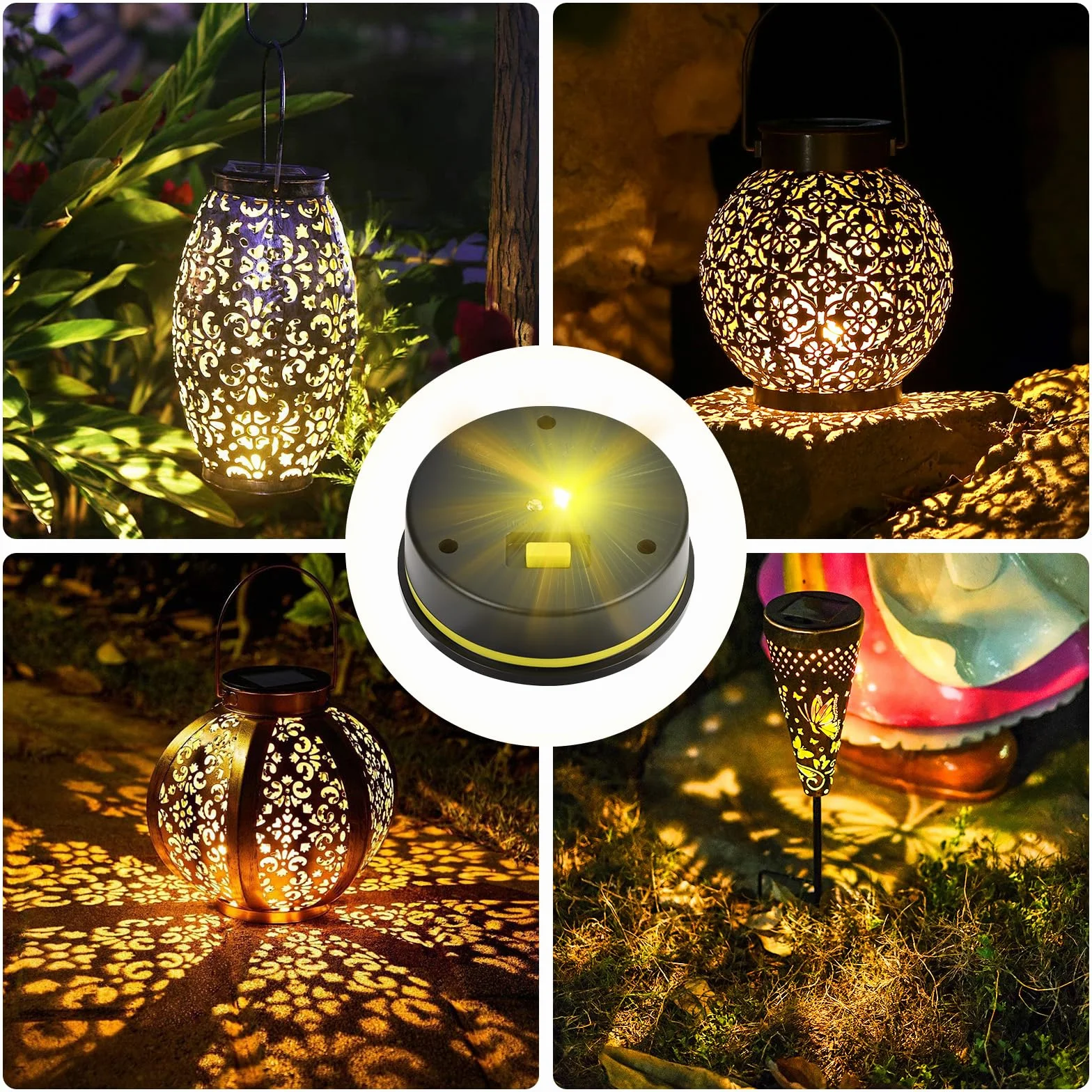 Zestaw 4 lamp solarnych, części zamienne, 8 cm, górna część z jasnymi żarówkami LED, wodoszczelność IP65, panel słoneczny, zamiennik modułu solarnego do lamp ogrodowych, solarnych (2)