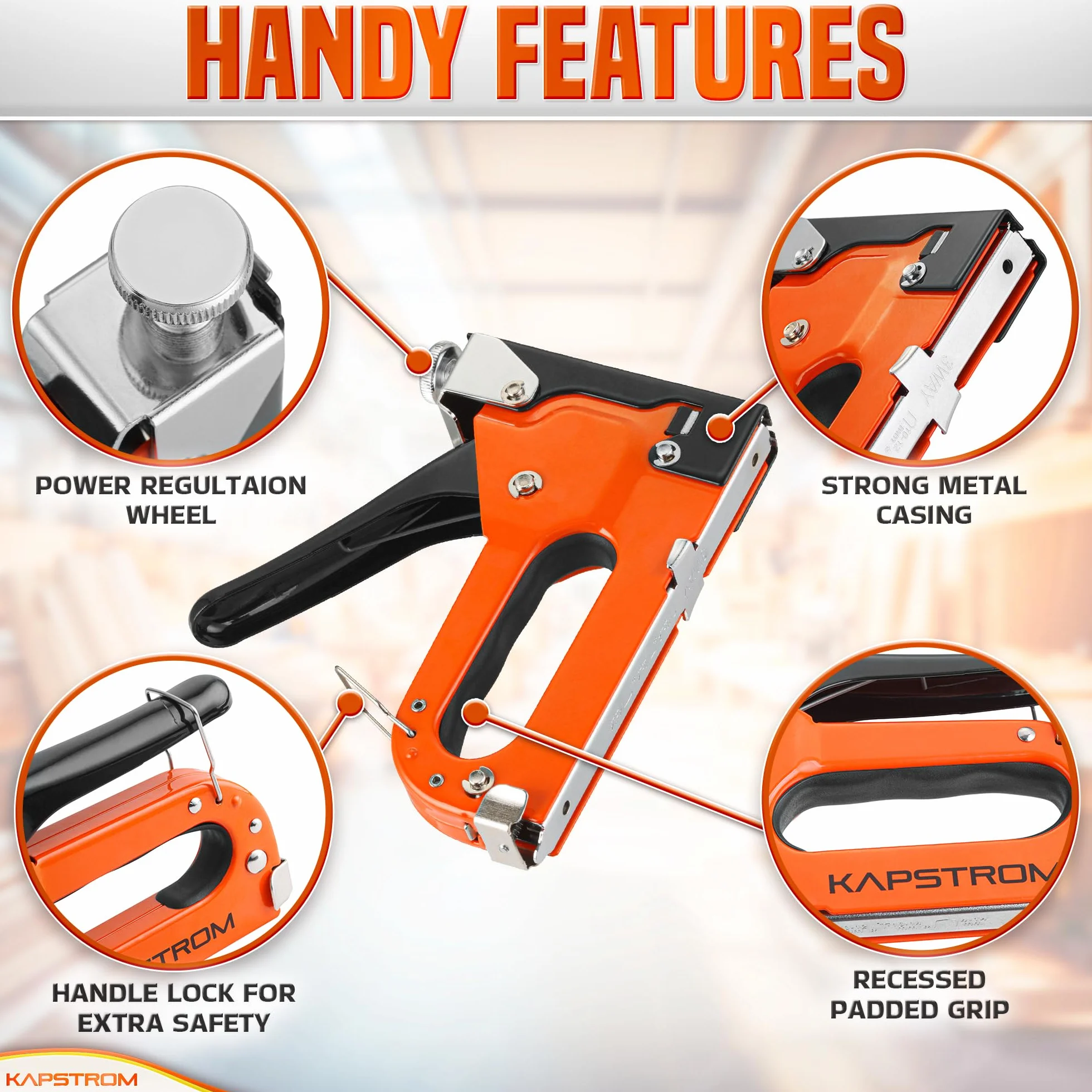 5-in-1 Heavy-Duty Staple Gun Set with 1500 Staples for Woodworking Upholstery Crafts