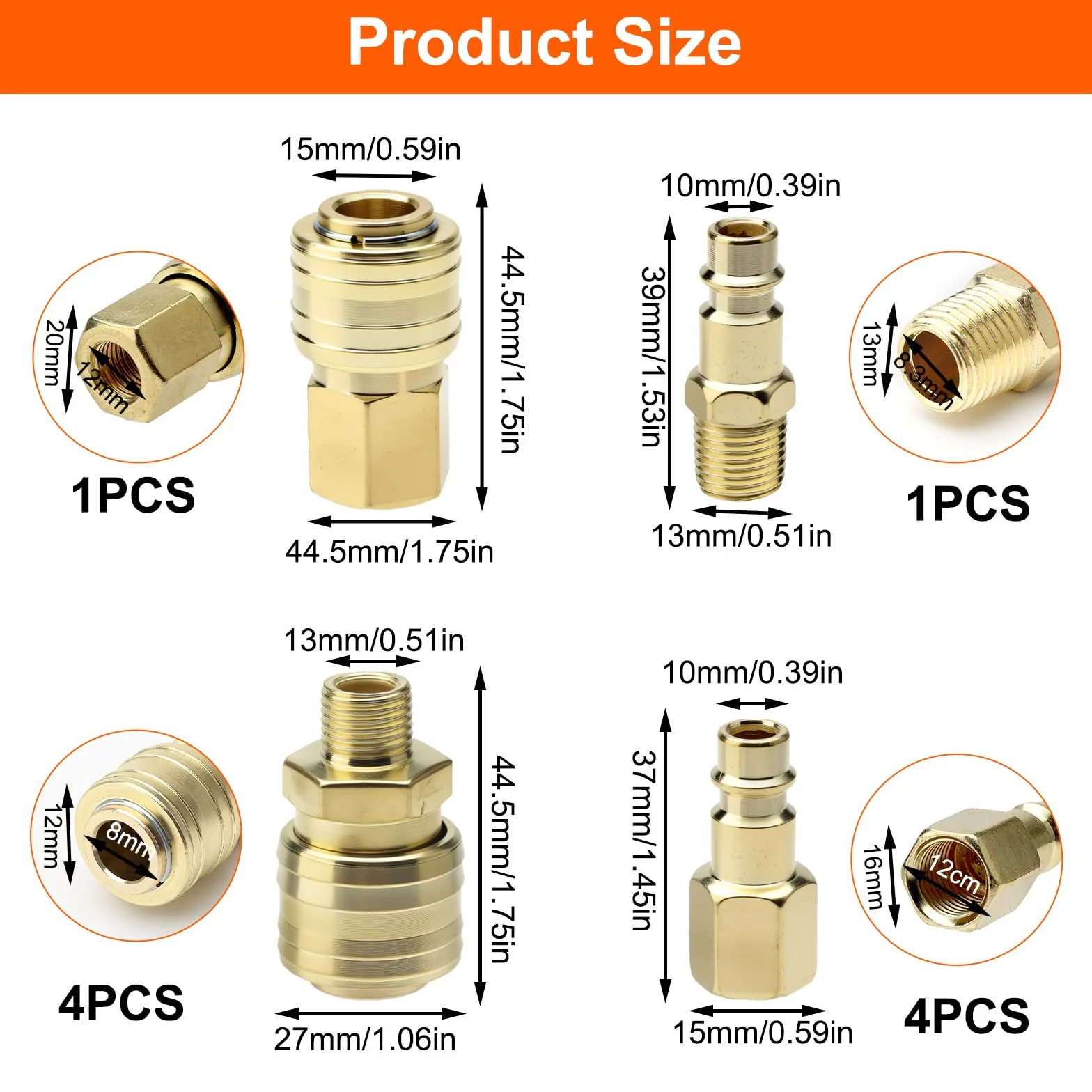 Euro złącze pneumatyczne szybkozłączka 1/4" BSP 10 sztuk do sprężonego powietrza