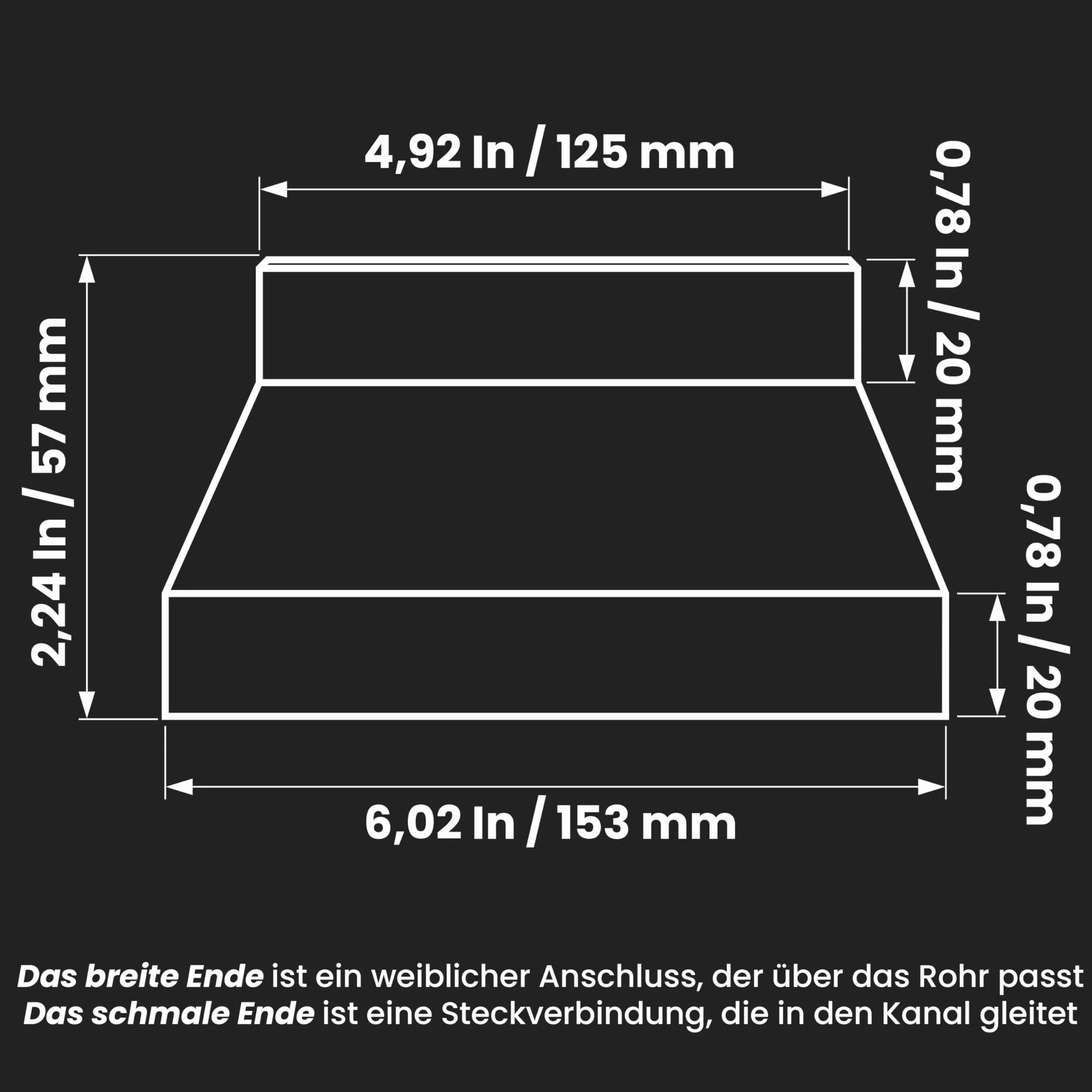 Repa Market Reduktor kanałowy 150 do 125 mm – reduktor z tworzywa sztucznego ABS, łącznik do powietrza wylotowego HVAC, klimatyzacji, systemów wentylacyjnych – rury PCW, węża klimatyzacyjnego/węża