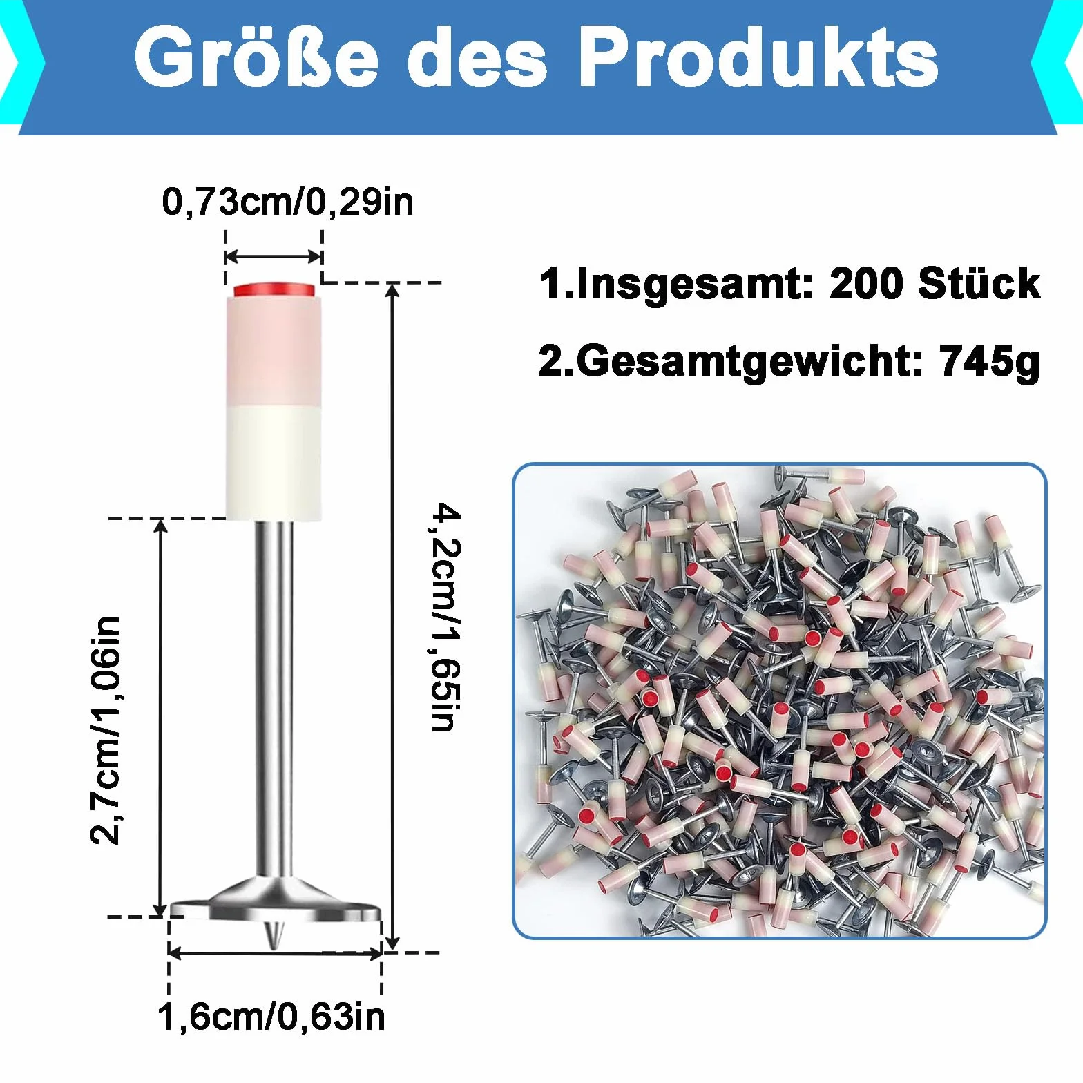 Gwoździe do papy dachowej 7,3 mm 200 sztuk