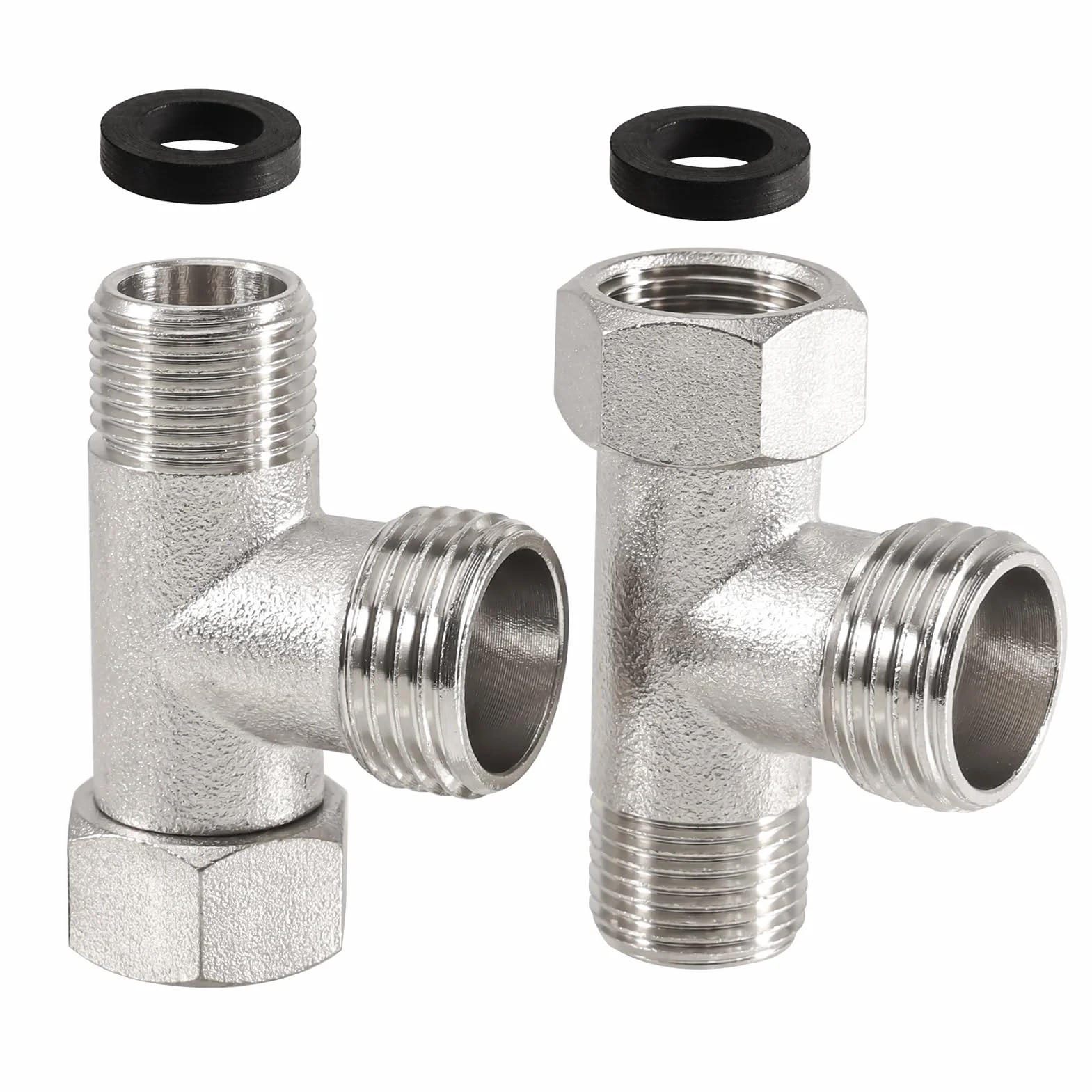 Mosiężny 3-drożny zawór obrotowy 3/8" na 1/2" - rozdzielacz 2-częściowy do zaworów narożnych 3/8" gwint wewnętrzny i zewnętrzny