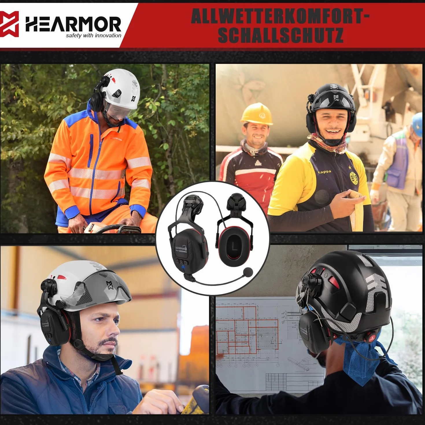 HEARMOR Ochrona słuchu Bluetooth SNR 32 dB, zamocowana na kasku