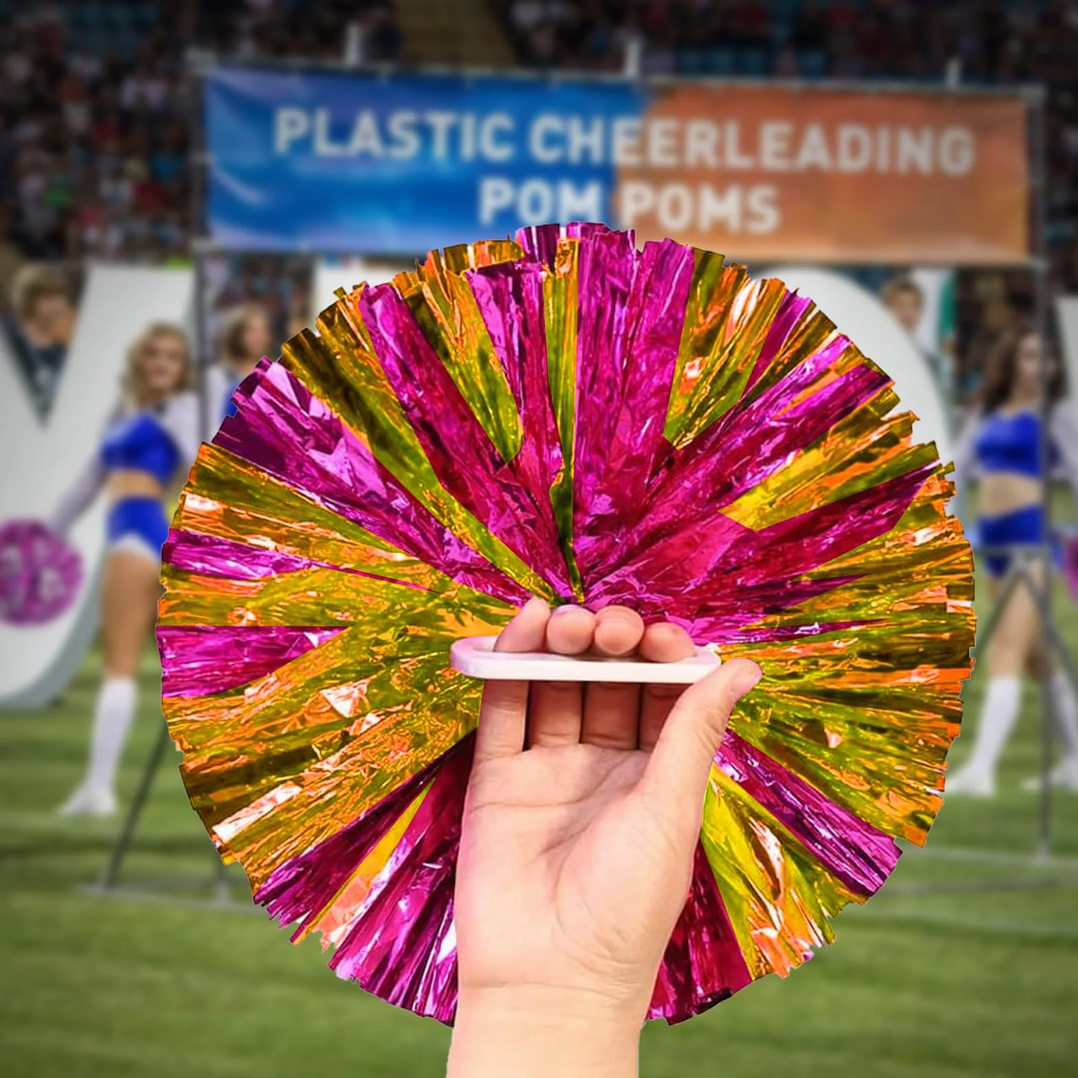 Wondora 2 x pompony cheerleaderki, czerwone pompony cheerleaderki, pompony cheerleaderki, z dużą kokardką, odpowiednie na zawody sportowe, duch zespołowy, cheerleaderki, dla dzieci i dorosłych (różowe