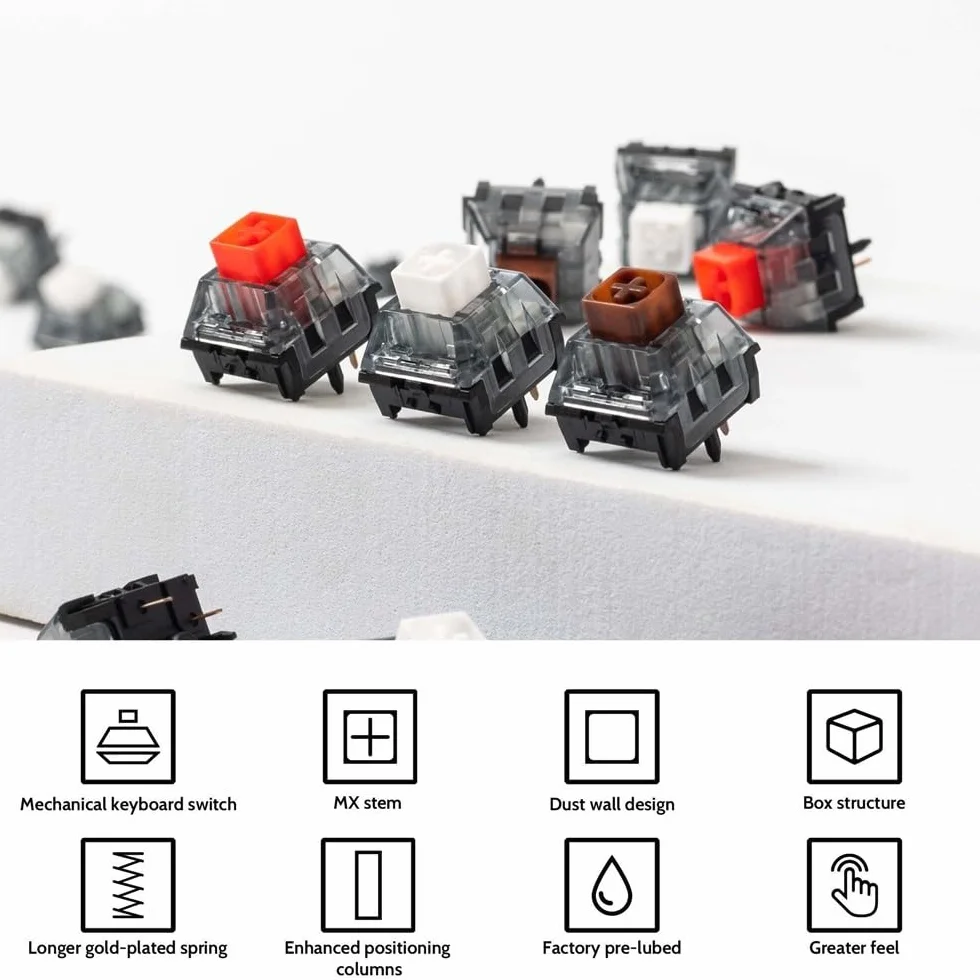 Kailh Box V2 Switch 5Pin MX White Clicky Brown Tactile Red Linear Mechanical Keyboard 30PCS