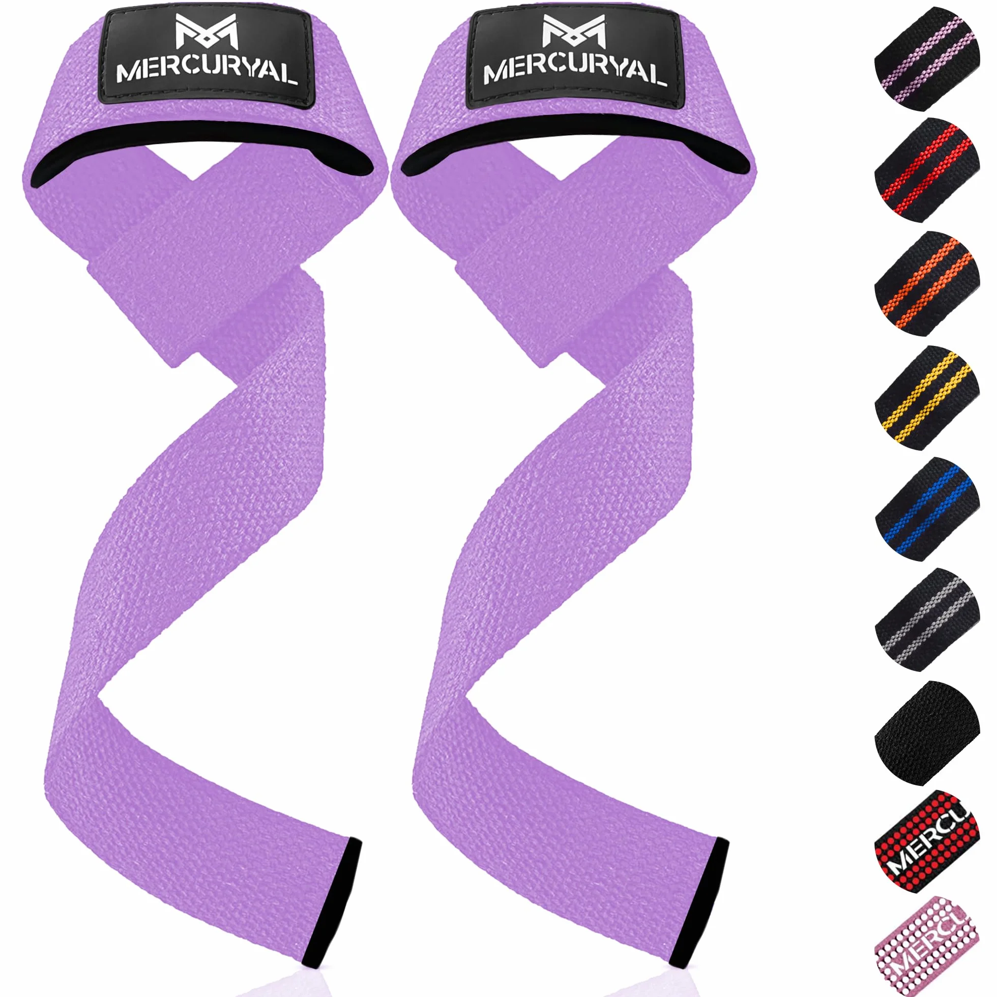 MERCURYAL Pack Straps Gym - Straps Powerlifting - Dodatek do siłowni - Akcesoria do siłowni (Fioletowy)