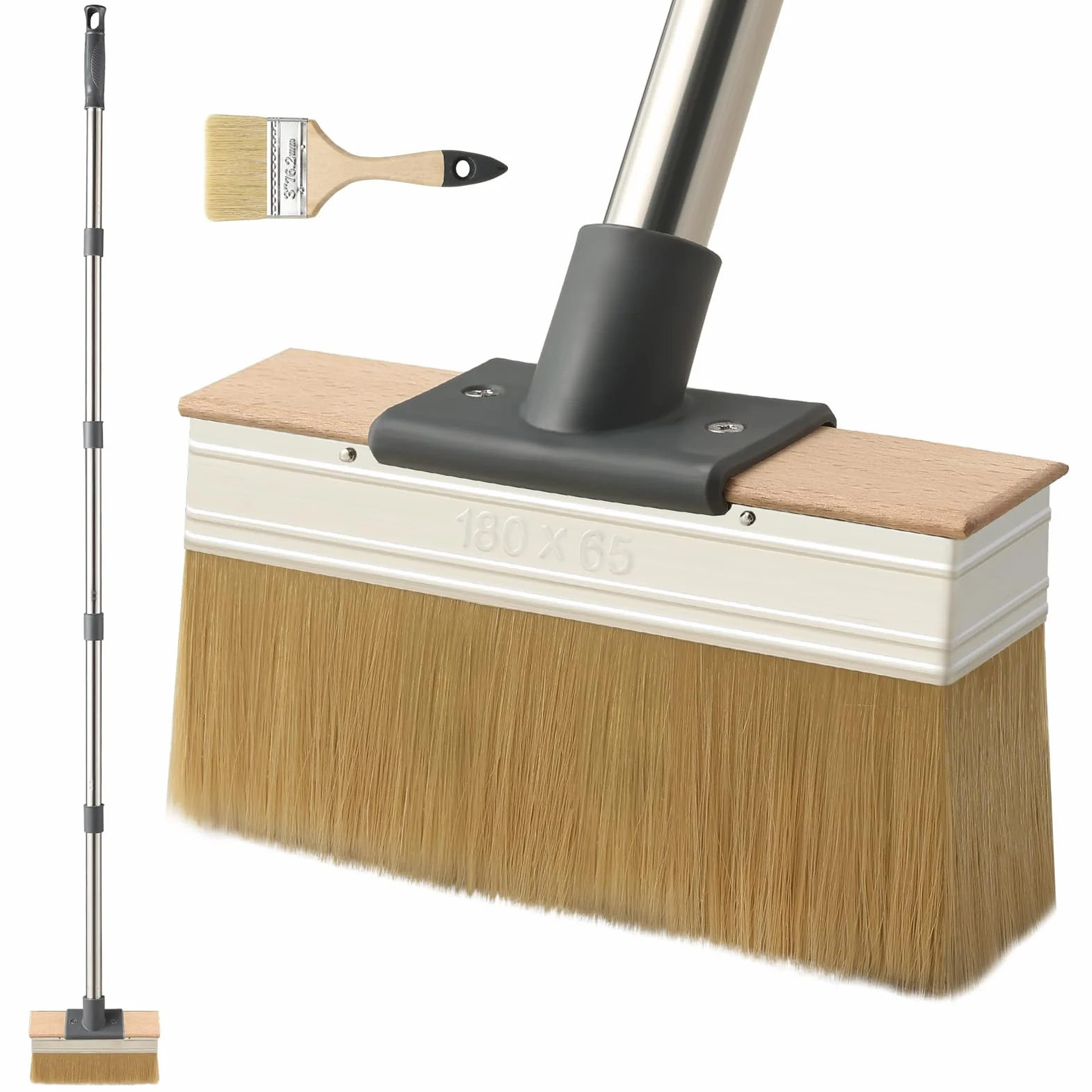 Mitclear Pędzle do Malowania z Długą Rączką 150cm, Płaski Pędzel 18cm do Lazury i Lakieru