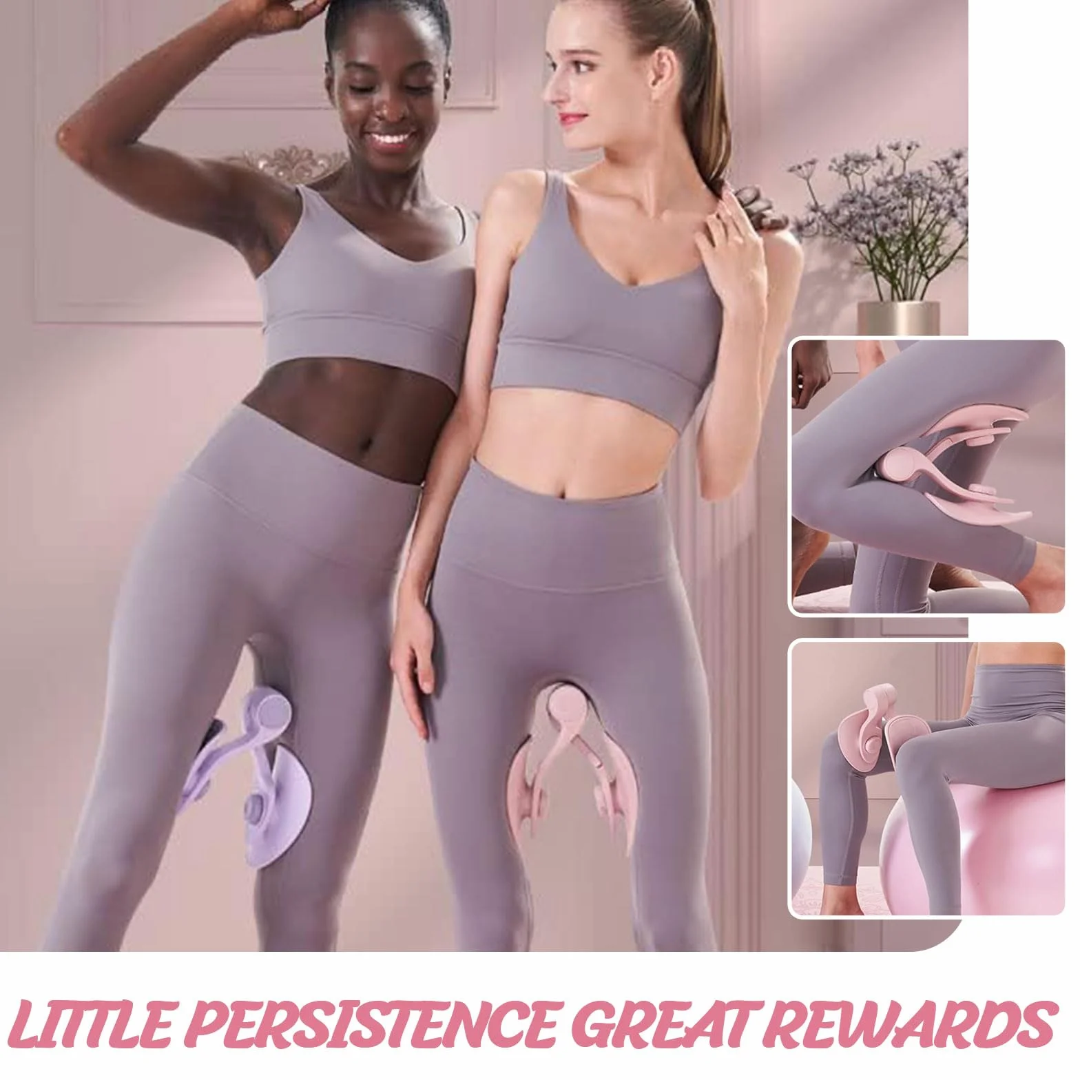 LeapBeast Hip Trainer trener mięśni dna miednicy, przyrząd treningowy do kobiecych pośladków, korekcji pośladków, ramion, nóg, klatki piersiowej, trenażer ramion i nóg (grubość 7 kg, różowy)