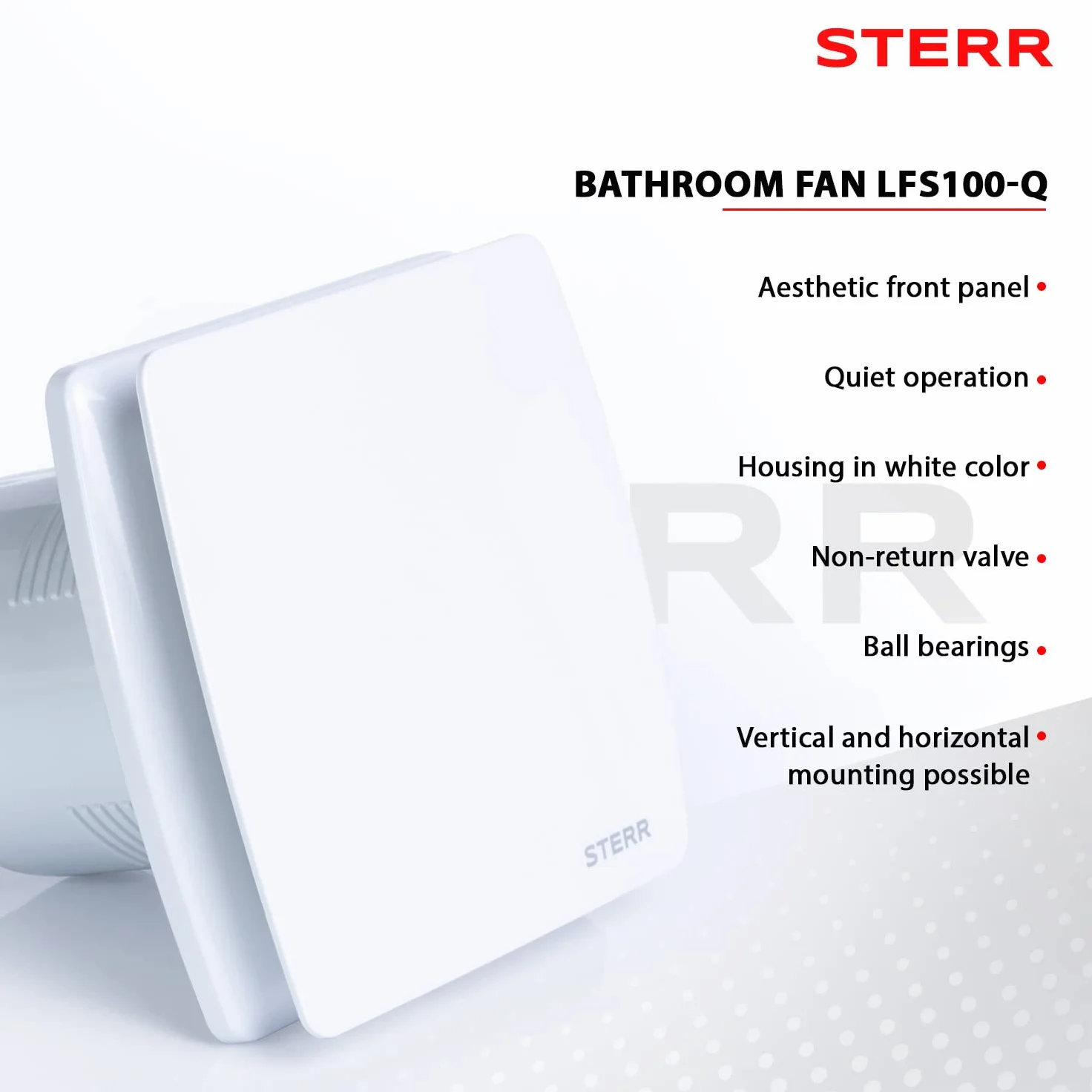STERR Wentylator Łazienkowy LFS100-Q 100 mm z Klapą Zwrotną Biały