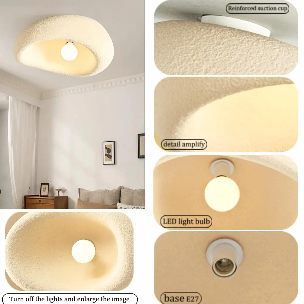 Lampa Sufitowa Wabi Sabi Beżowy Żyrandol E27 Regulowana Wysokość 40CM