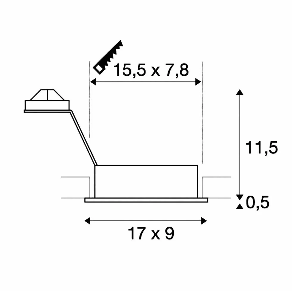 SLV NEW TRIA 2 Wpuszczana lampa sufitowa GU10 50W czarna