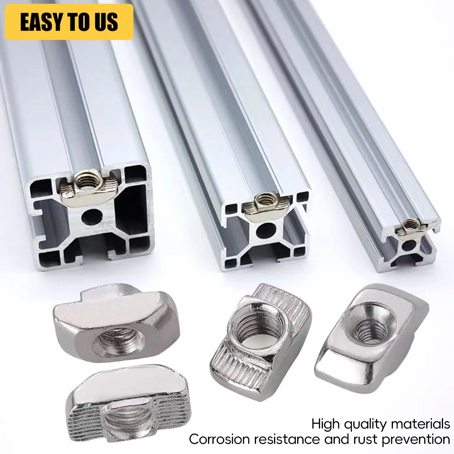 T-Slot Nut M5 100 sztuk Kamienie do rowków Aluminiowe profile 20x20 Carbon Steel niklowana