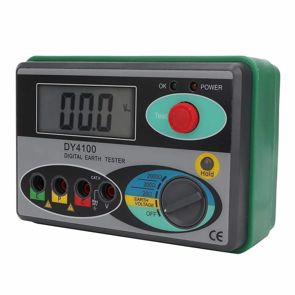 Tester rezystancji uziemienia Tester rezystancji uziemienia Megaomomierz Miernik Zmierz wyświetlacz LCD Cyfrowy ekran z torbą (cyfrowy wyświetlacz DY4100)