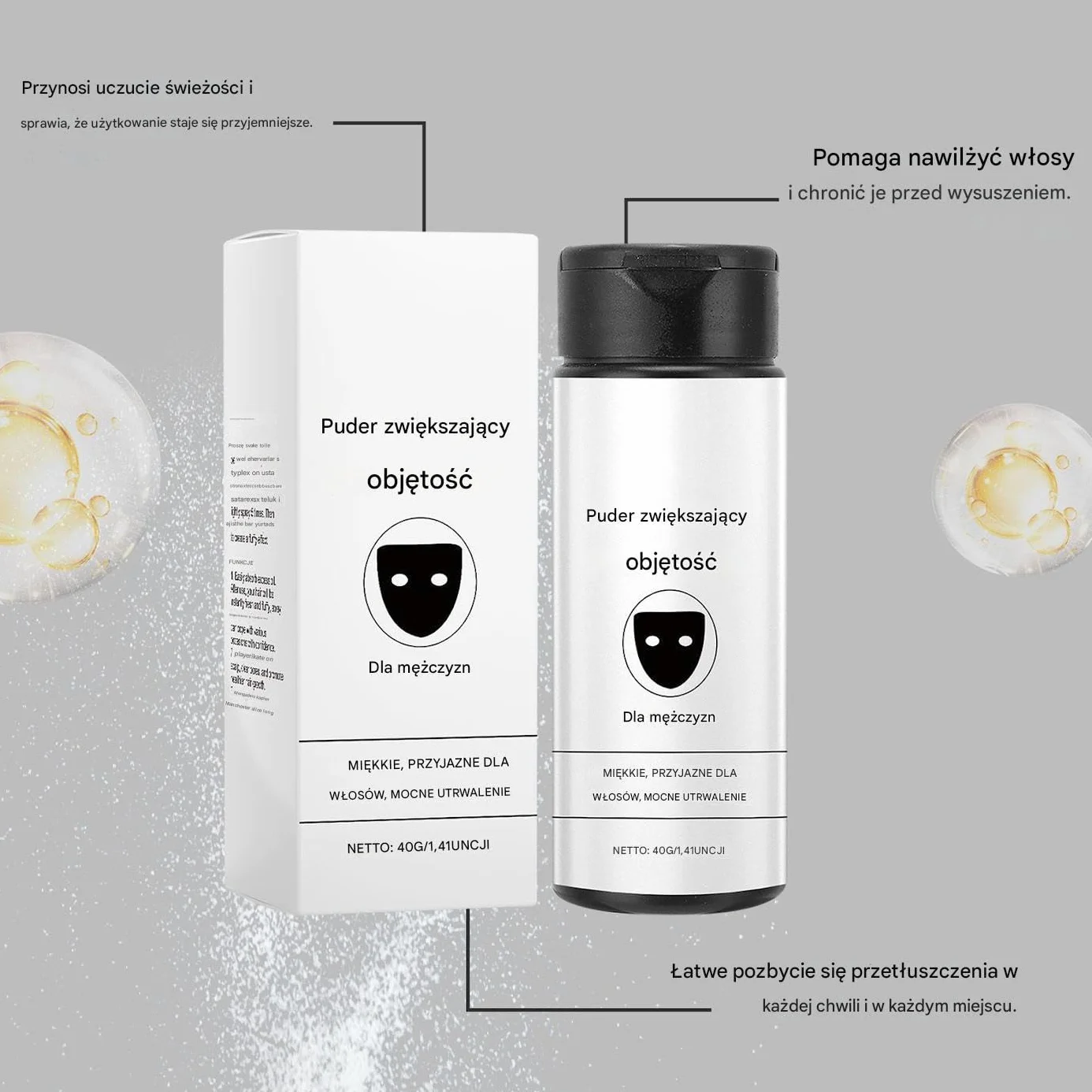 Styling Powder, Volumizing Powder, Texturizing Hair Dust, Lightweight Matte Finish, Instant Lift, Ideal for Grooming Parties and Daily Use, 40g, White Color, 1 Pack