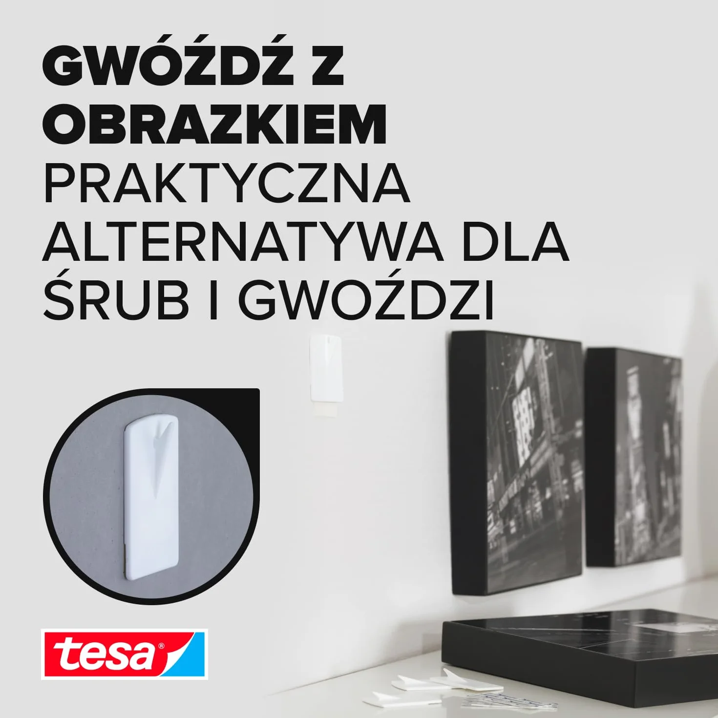 Tesa Samoprzylepne Zawieszki Do Obrazów Biały 2 sztuki
