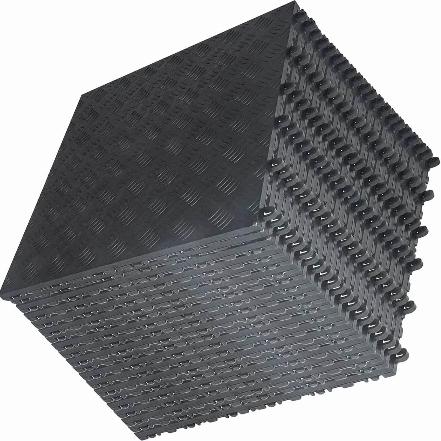 Wykładzina podłogowa PCW 40x40 cm antypoślizgowe płytki garażowe diamentowe czarne 20 szt.