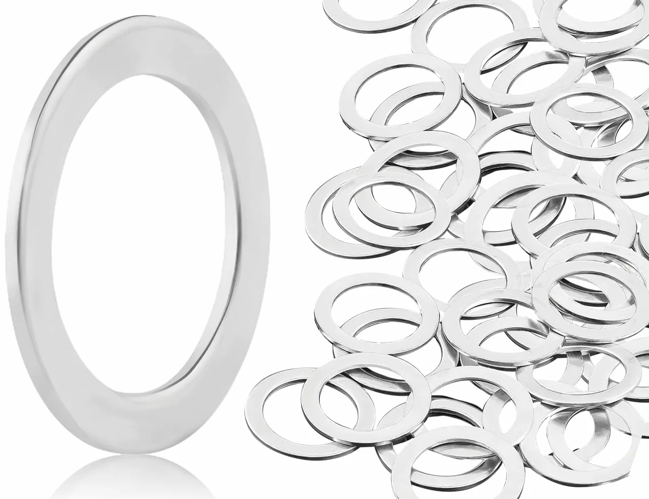 Podkładki ze stali nierdzewnej, 20 sztuk, śruby płaskie, pierścienie mocujące 19.8 mm, na zewnątrz o grubości 15 mm, do wewnątrz i 0.9 mm, kompatybilne z rowerami górskimi (srebrne)