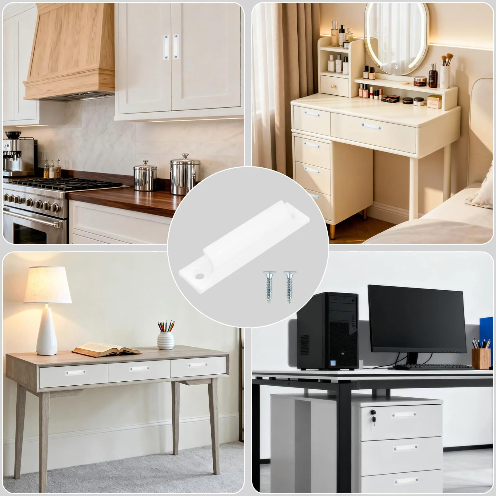 Aluminiowe uchwyty do drzwi balkonowych przesuwnych 2 sztuki białe