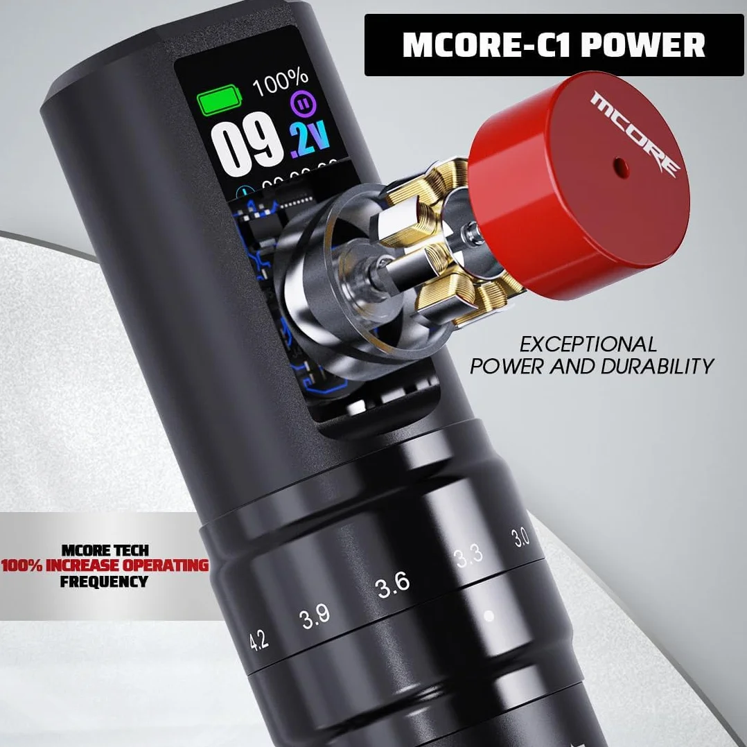Mast Fold2 Pro Wireless Tattoo Machine Pen Rotary Cordless Tattoo Gun 7 Strokes Length 2000mAh Battery Powerful Motor by Mcore RCA Connector for Pro Artists