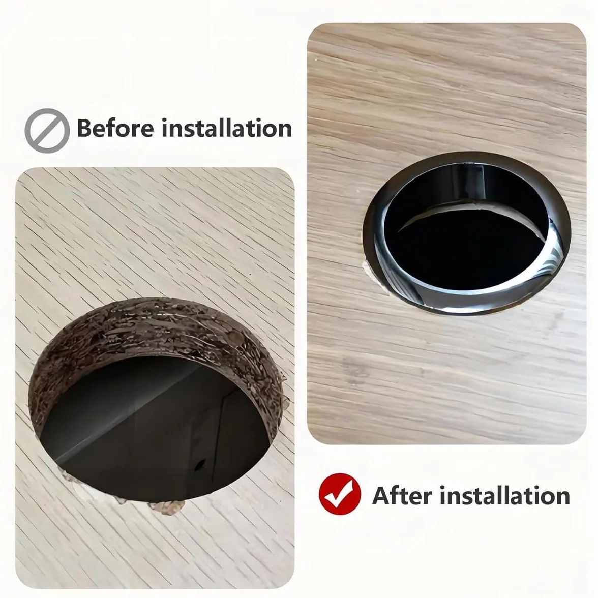 4 przelotki na biurko 40 mm z nylonowego tworzywa sztucznego do otworów na kable, przelotki na biurko PC, organizery na kable i ochraniacze (czarne)