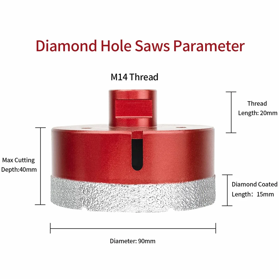 Meccion Diamentowa otwornica M14 90 mm do płytek granitu marmuru