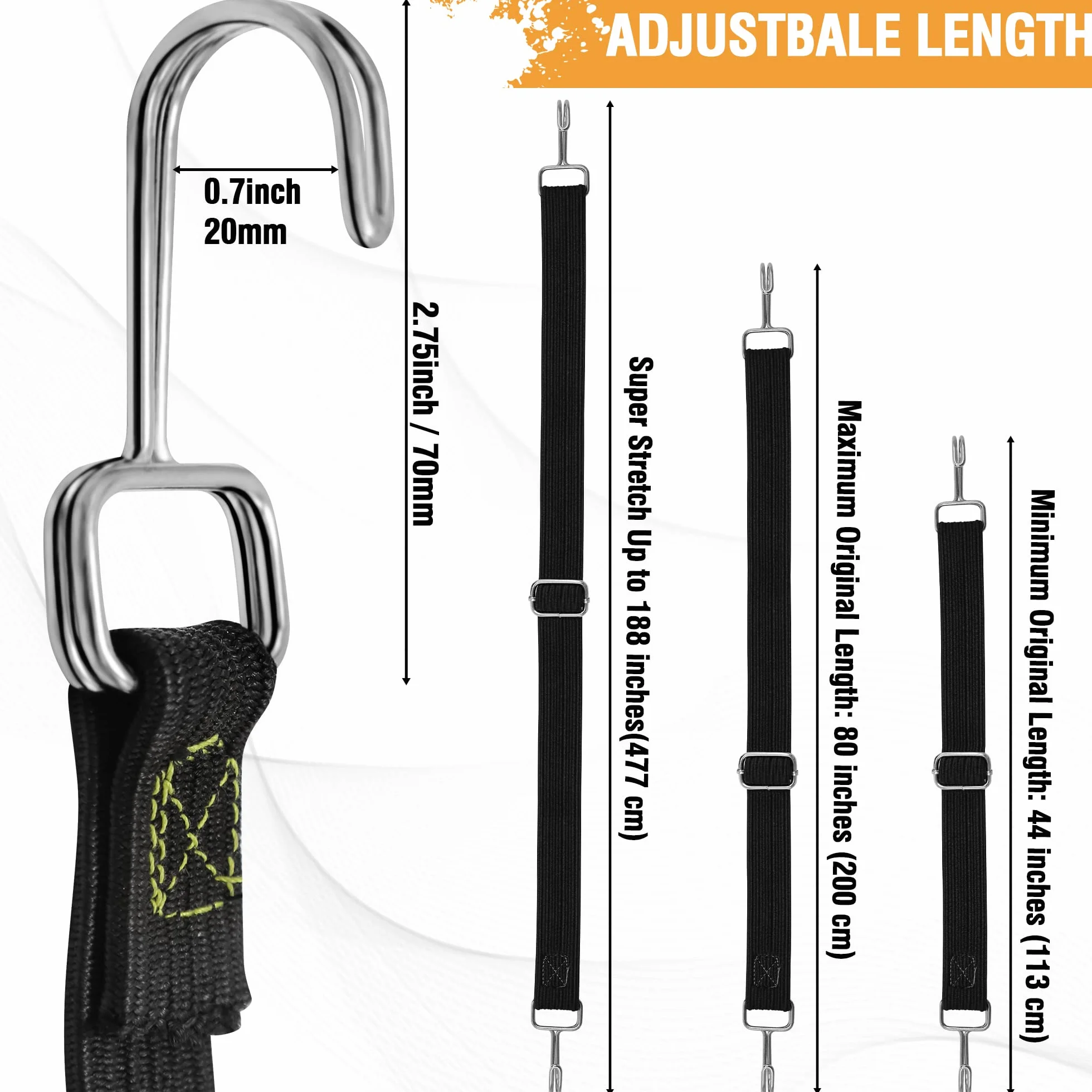 Heavy Duty Outdoor Bungee Cords 80 Inch Adjustable with Hooks High Elastic Rubber Straps for Luggage Roof Racks Cargo