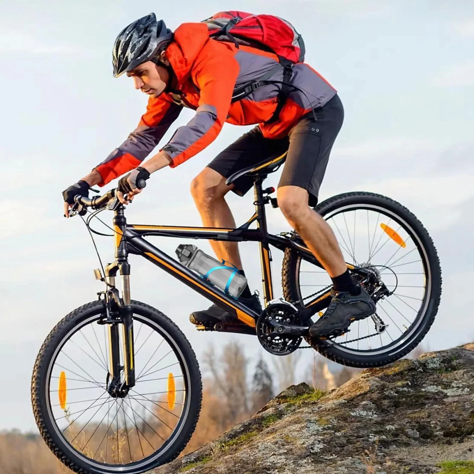 aiGear Uchwyt na bidon rowerowy / koszyk na bidon | 2 sztuki, stop aluminium, lekki i trwały, pasuje do butelki o średnicy 7,4-8,9 cm, do roweru szosowego (BCH-02BL), niebieski