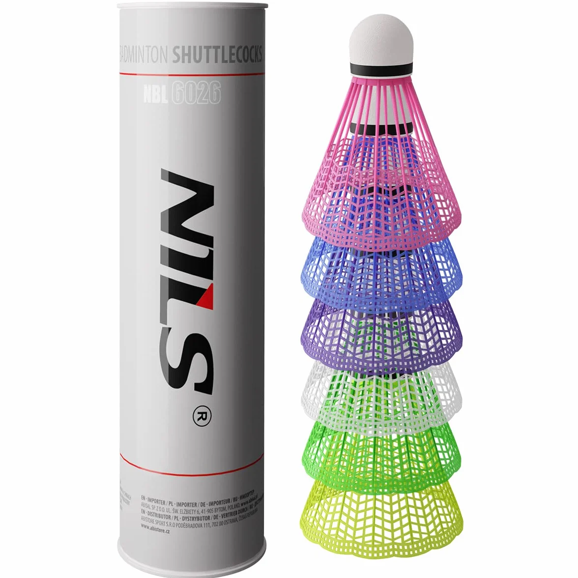 NILS NBL6026 lotka do badmintona, kolorowa, zestaw 6 sztuk