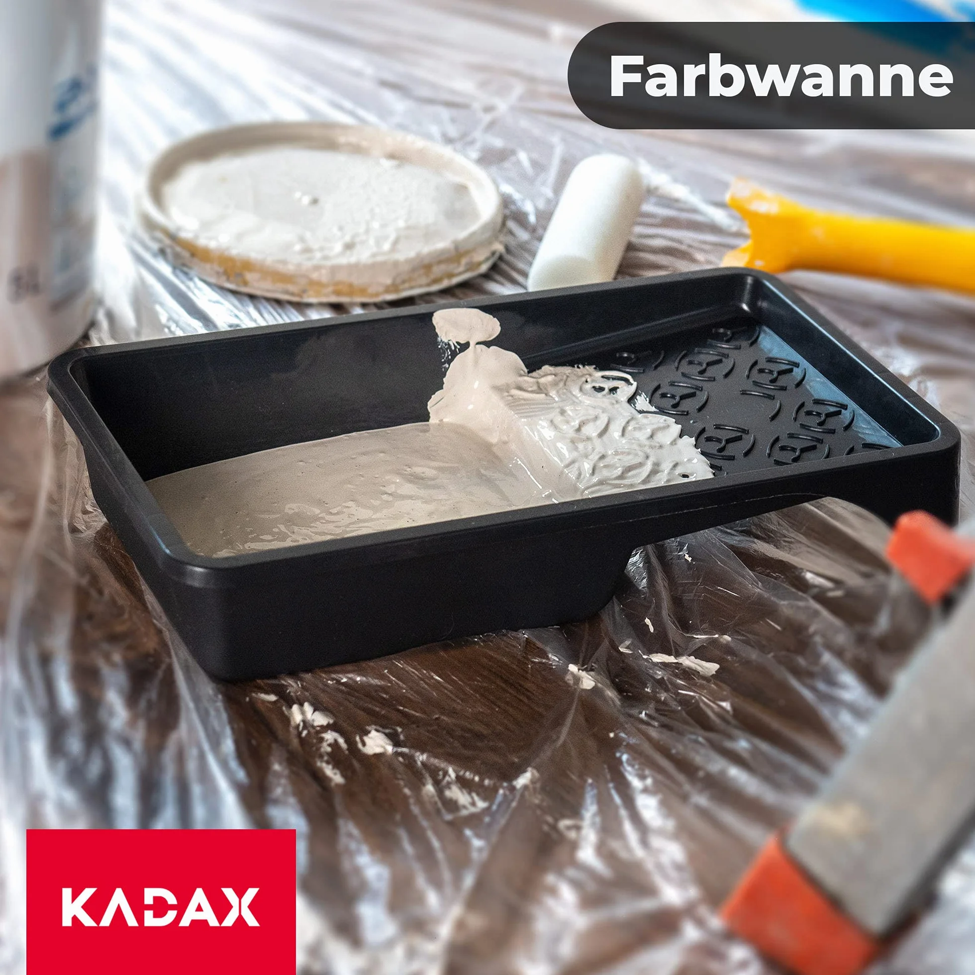 KADAX Kuweta malarska z tworzywa sztucznego z uchwytem, czarna