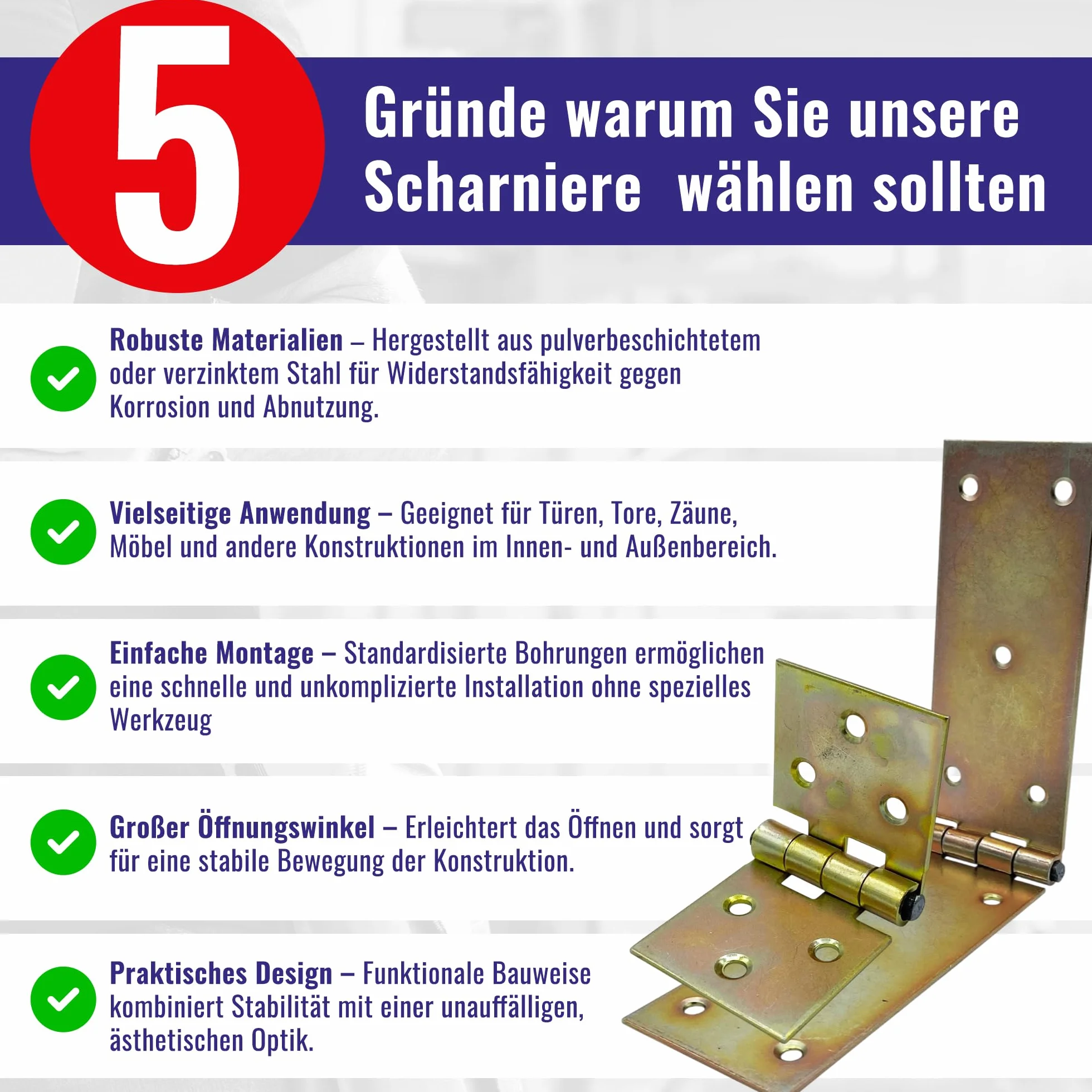 Chle-Mar – 10x Ocynkowany zawias budowlany 35x100mm | Wytrzymały zawias drzwiowy do mebli i drzwi drewnianych | Zawias do skrzyń i szafek | Odporny na warunki atmosferyczne - do wnętrz i na zewnątrz