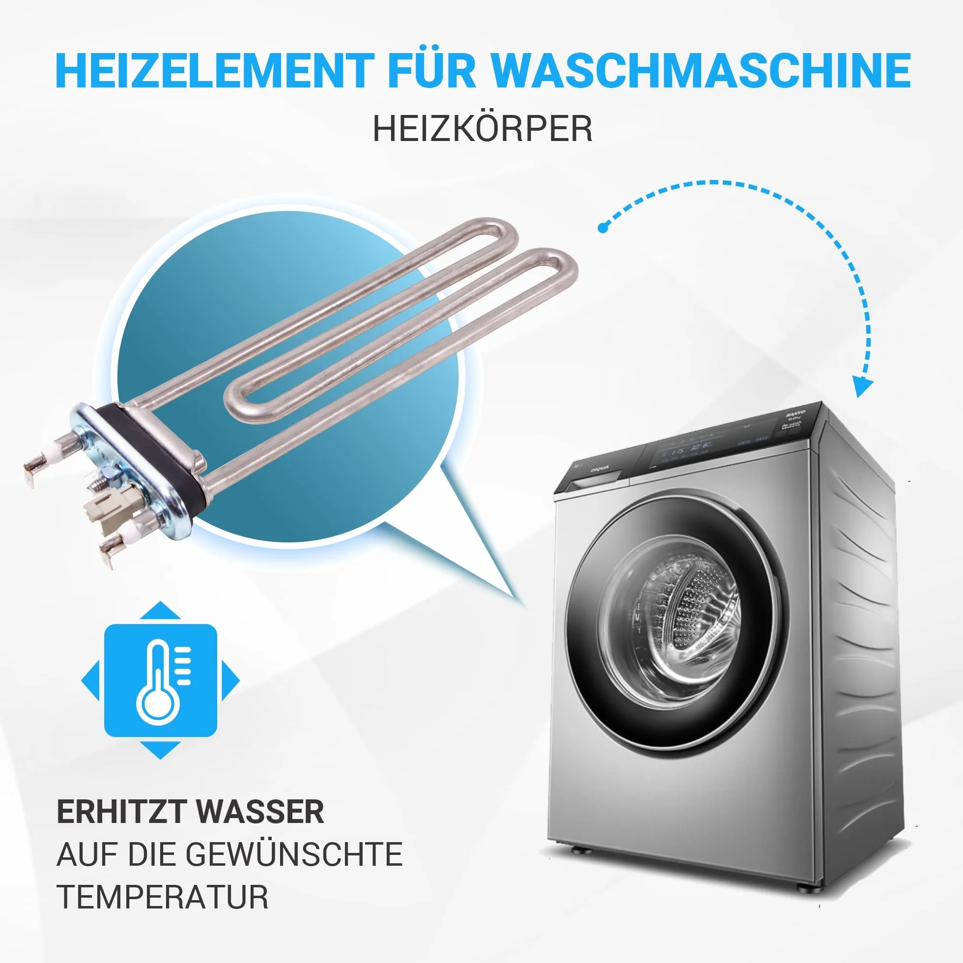 VIOKS Element grzejny 230 V 1950 W zamiennik do AEG 1327242416 3792301008 IRCA 6295134R – grzałka pralki z zabezpieczeniem termicznym i gumową uszczelką do pralki AEG Lavamat uva