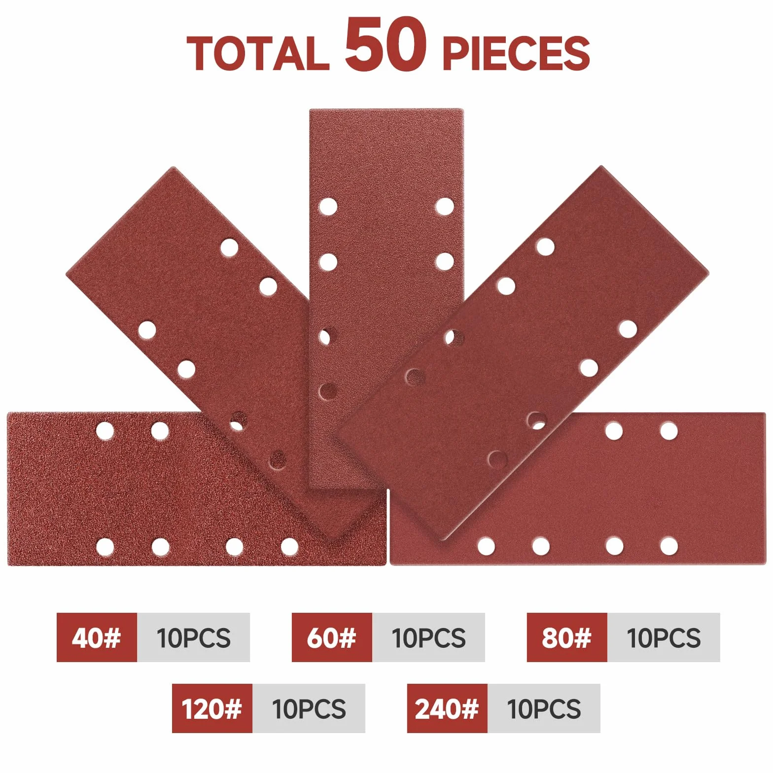 Papier ścierny 93 x 230 mm 50 sztuk ziarnistość 40/60/80/120/240 do szlifierki Bosch