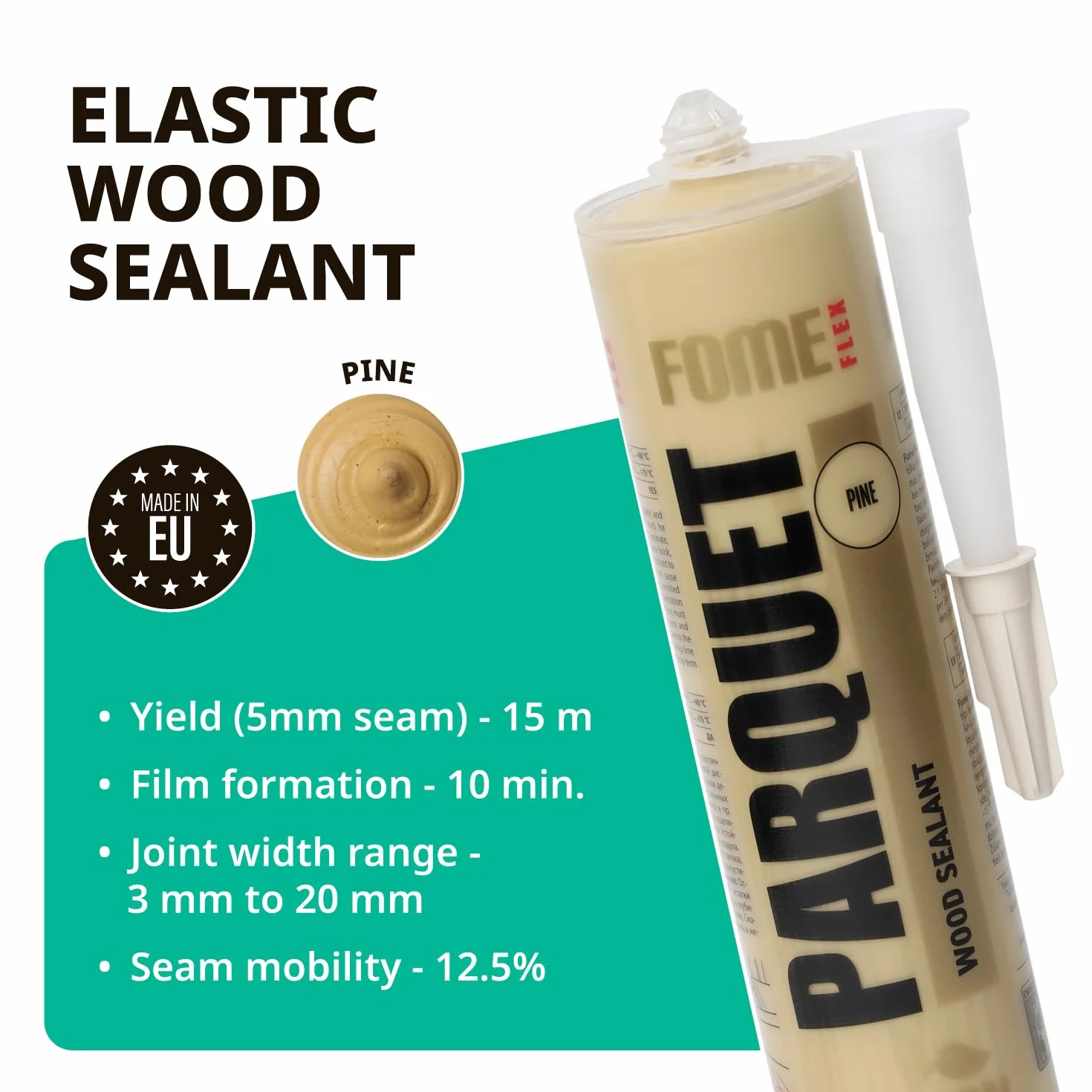 Premium szczeliny w kolorze sosny do parkietu i laminatu FOME FLEX PARQUET - sosna, elastyczna, trwała, nadaje się do malowania.
